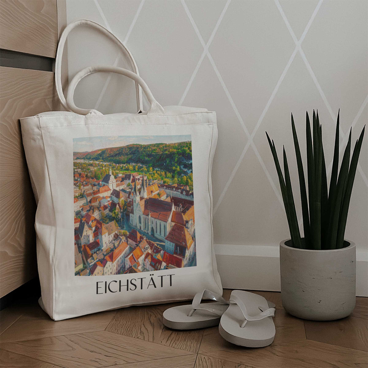 eichstätt-altmühltal-deutschland-einkaufstasche-oil-painting-oelgemaelde
