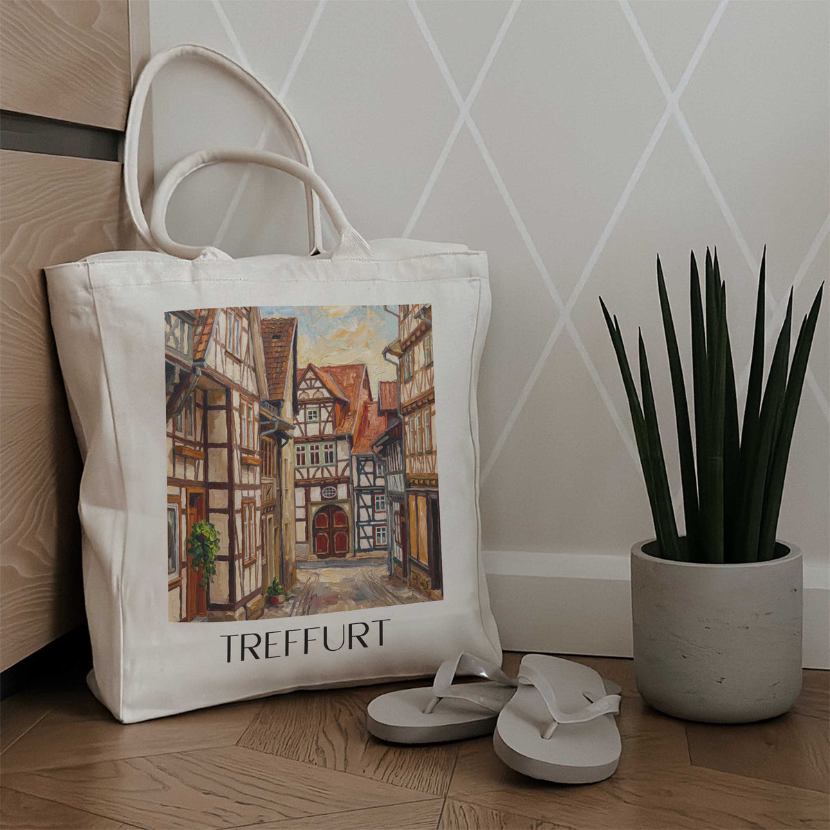 treffurt-werratal-deutschland-einkaufstasche-oil-painting-oelgemaelde