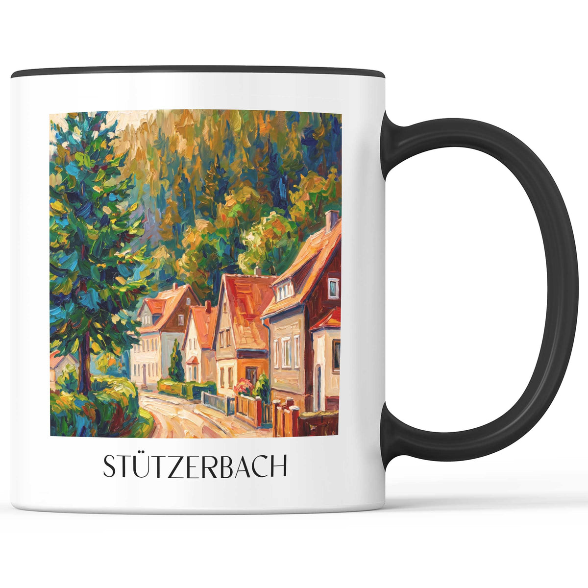 Stützerbach Kaffeebecher - Thüringer Wald - Deutschland Becher - Kaffeetasse im Ölgemälde Stil