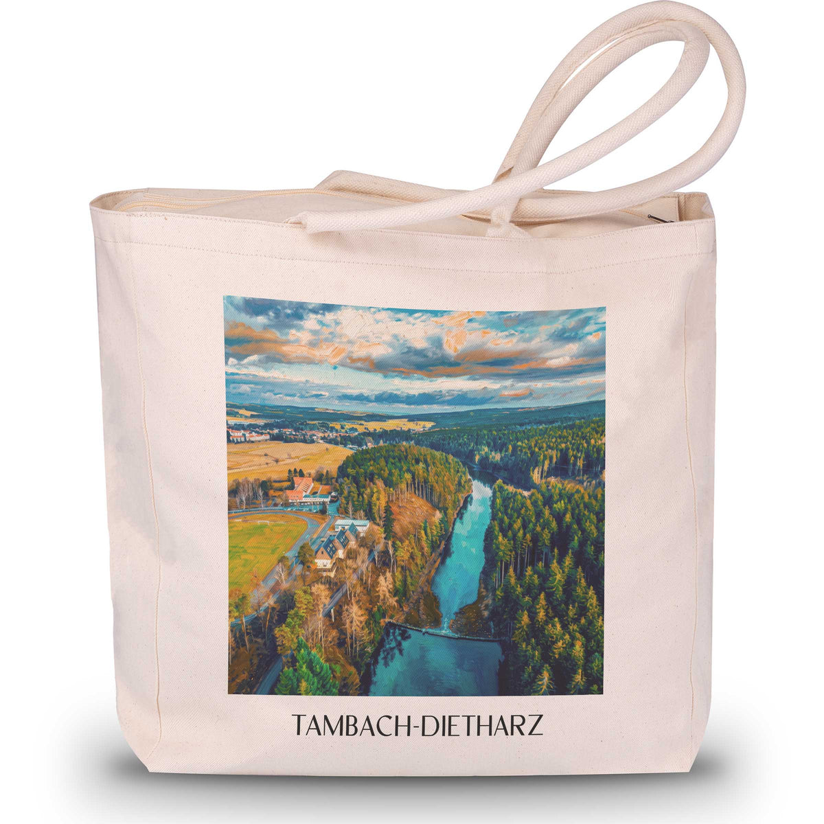 Tambach-Dietharz Shopping Tasche - Thüringer Wald - Deutschland Tote Bag - Einkaufstasche im Ölgemälde Stil - favplace