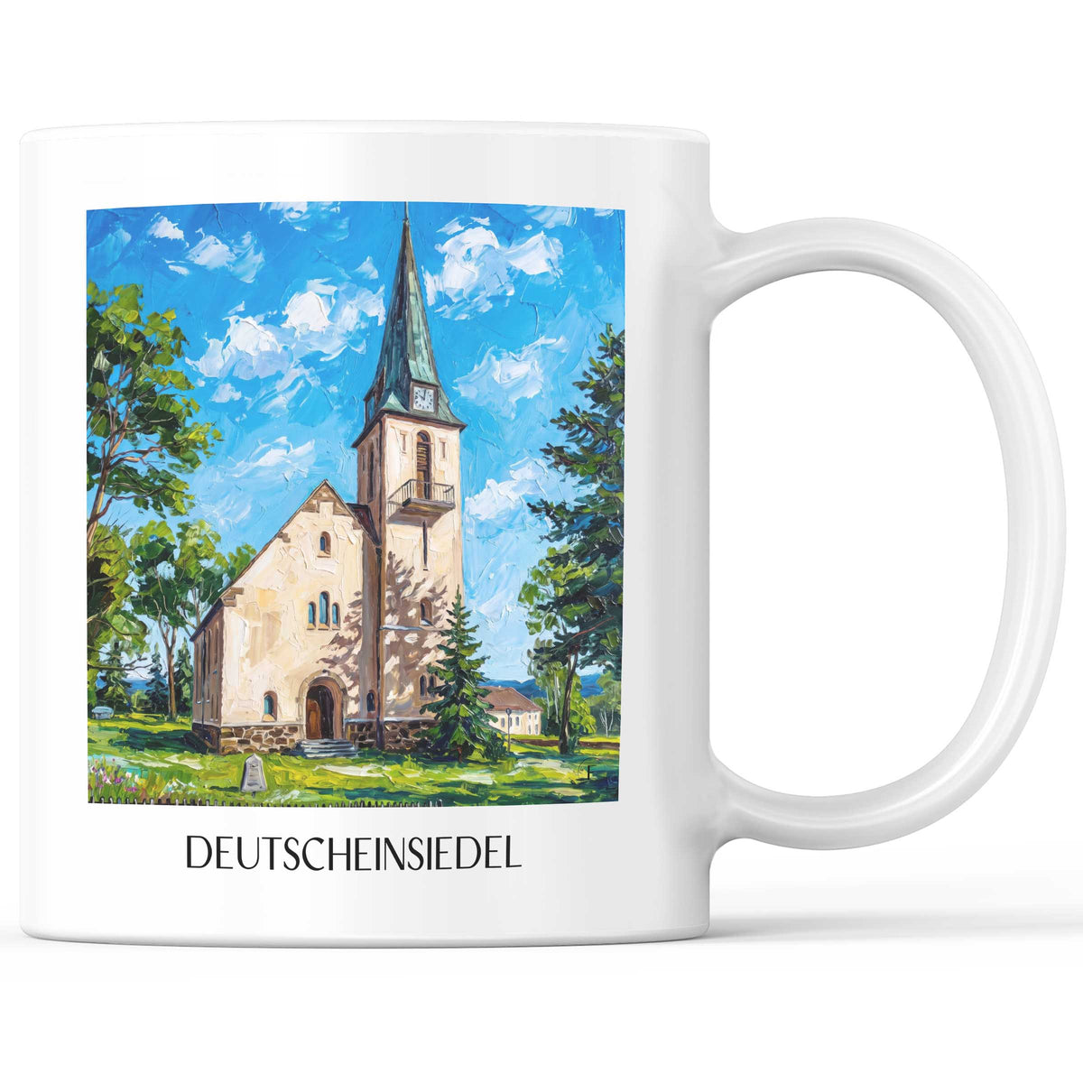 Deutscheinsiedel Kaffeebecher - Erzgebirge - Deutschland Becher - Kaffeetasse im Ölgemälde Stil