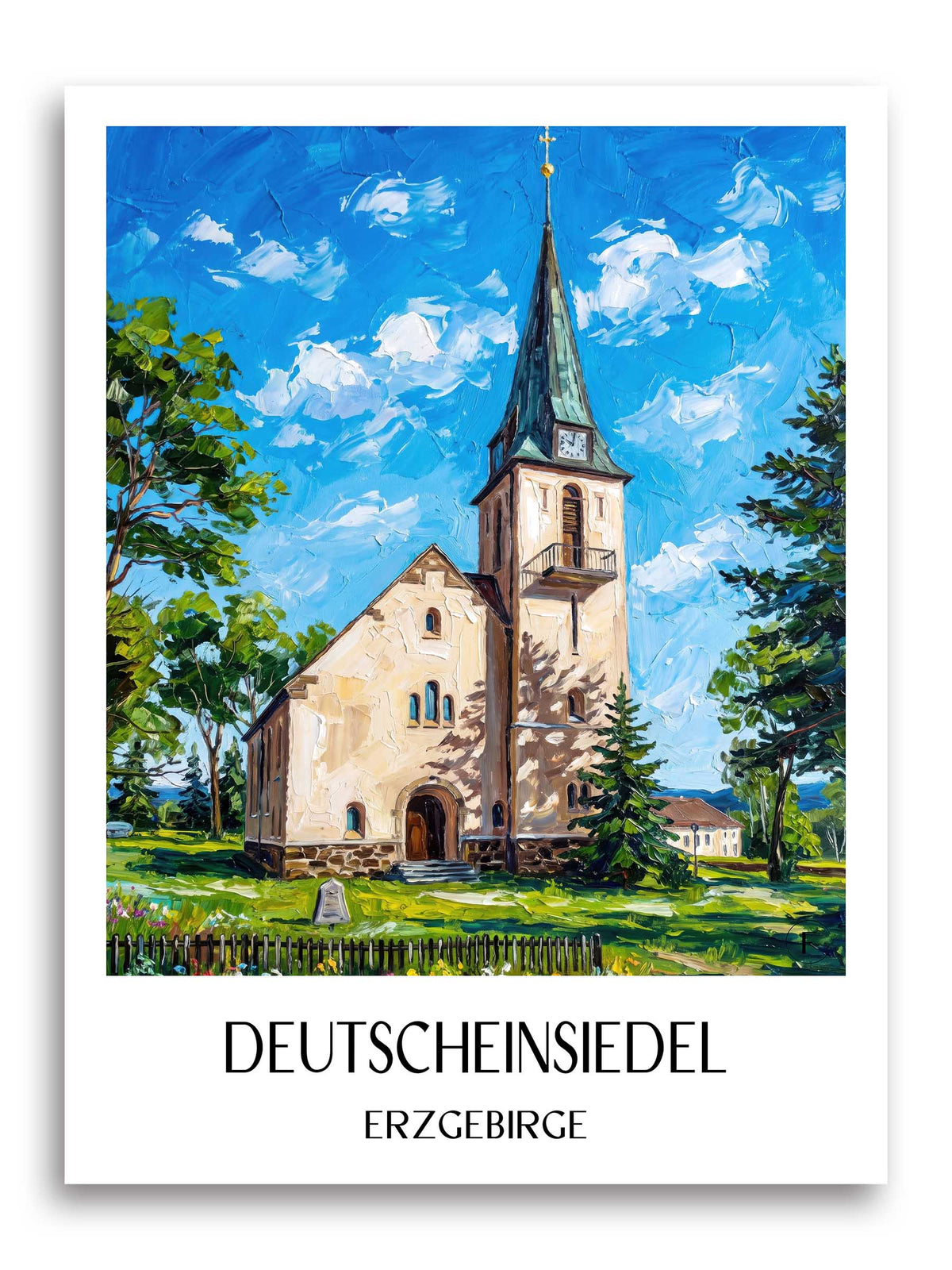 Deutscheinsiedel Poster - Erzgebirge - Deutschland Kunstdruck - Ölgemälde von A4 bis A1