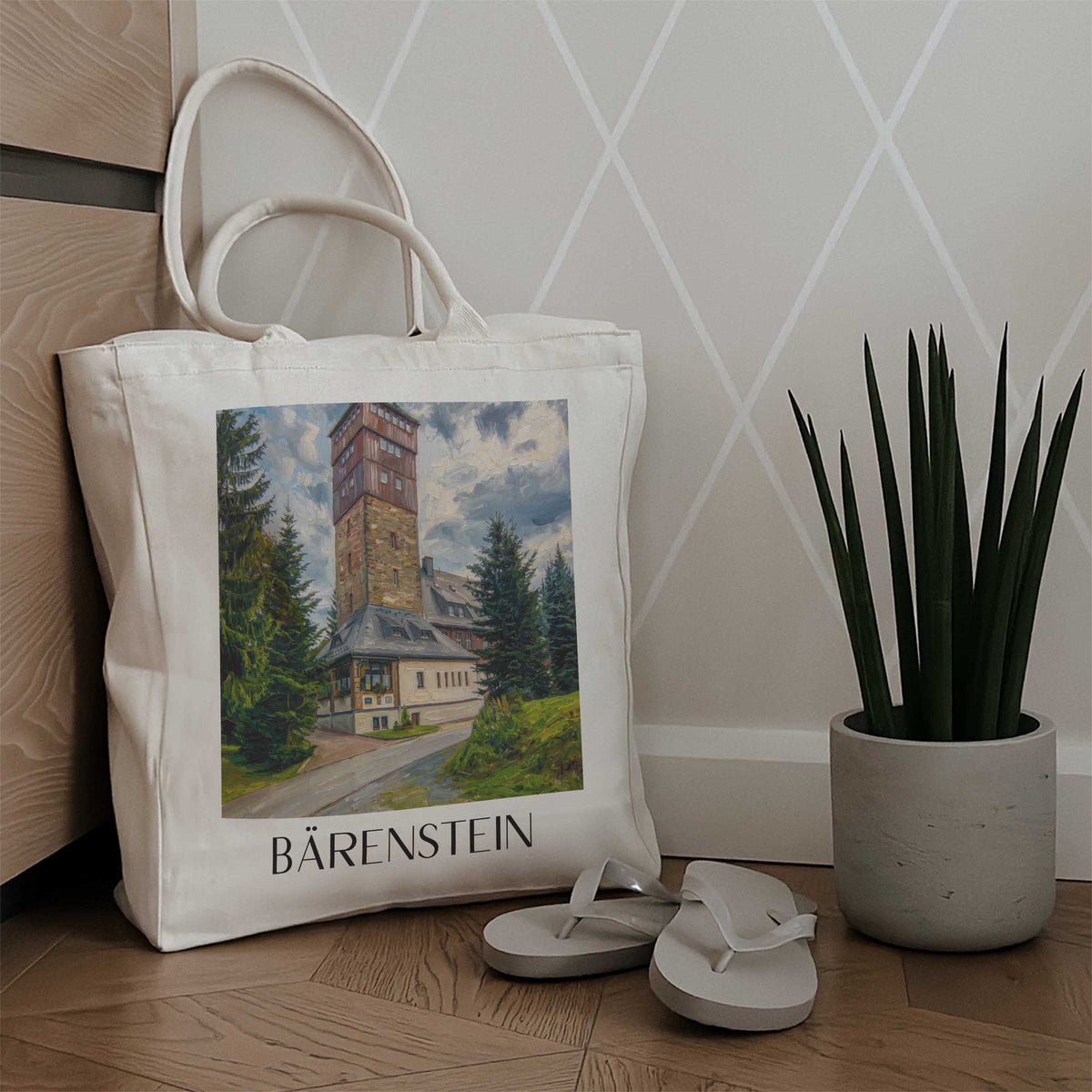 bärenstein-erzgebirgsvorland-deutschland-einkaufstasche-oil-painting-oelgemaelde