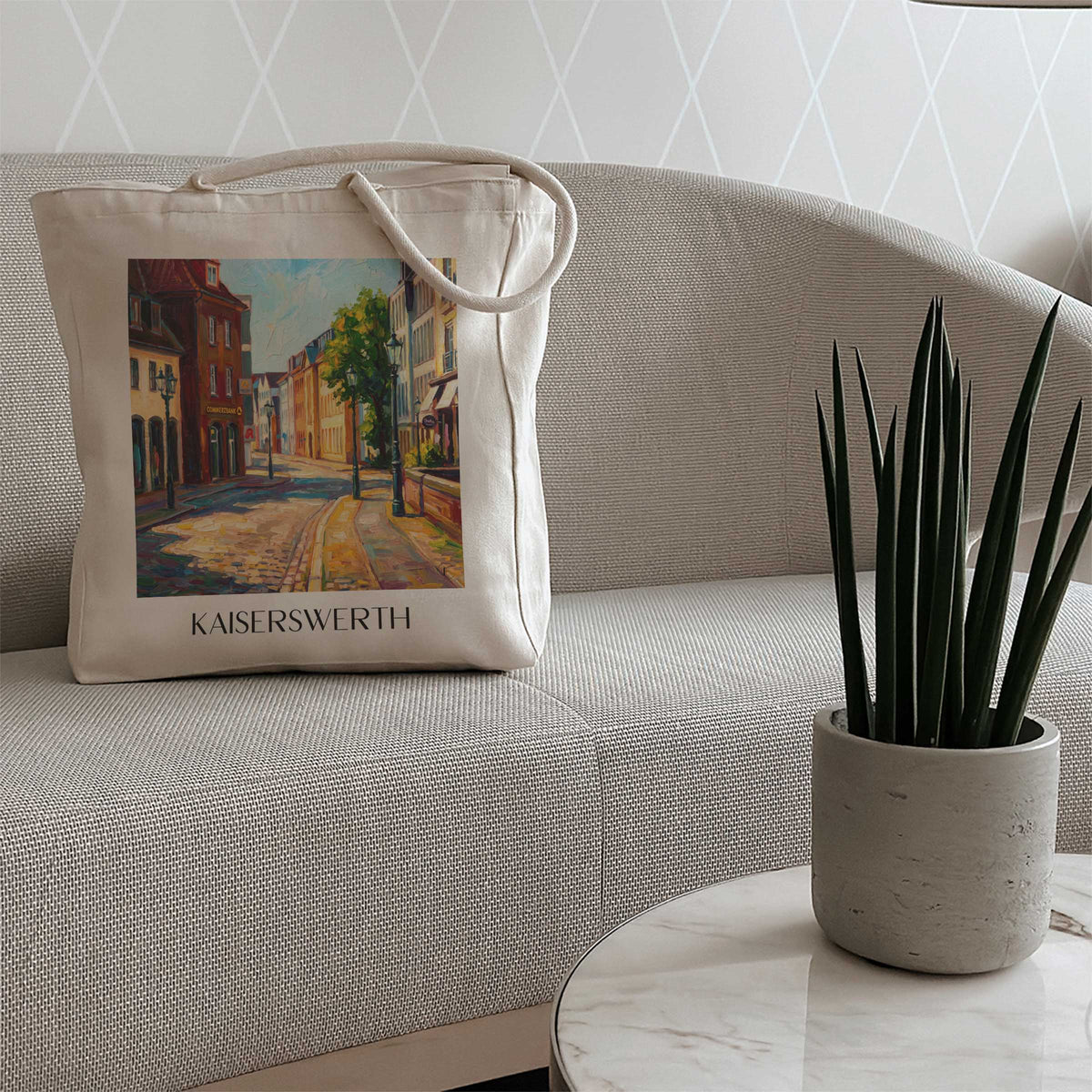 kaiserswerth-düsseldorf-deutschland-einkaufstasche-oil-painting-oelgemaelde