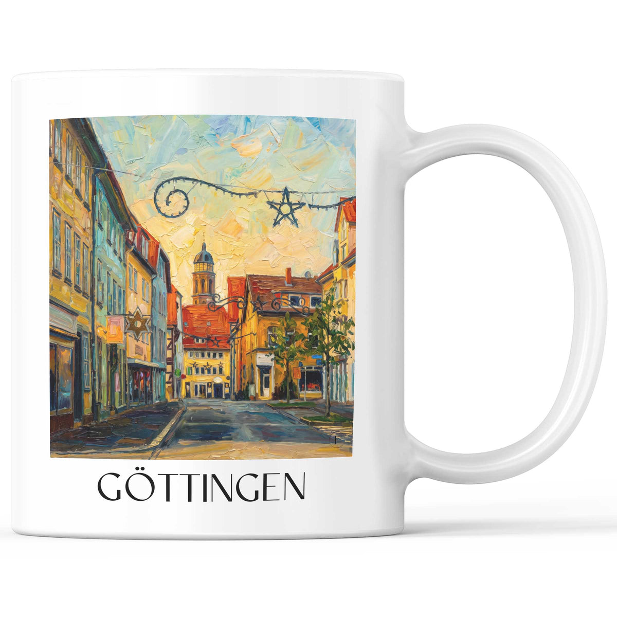 Göttingen Kaffeebecher - Südniedersachsen - Deutschland Becher - Kaffeetasse im Ölgemälde Stil