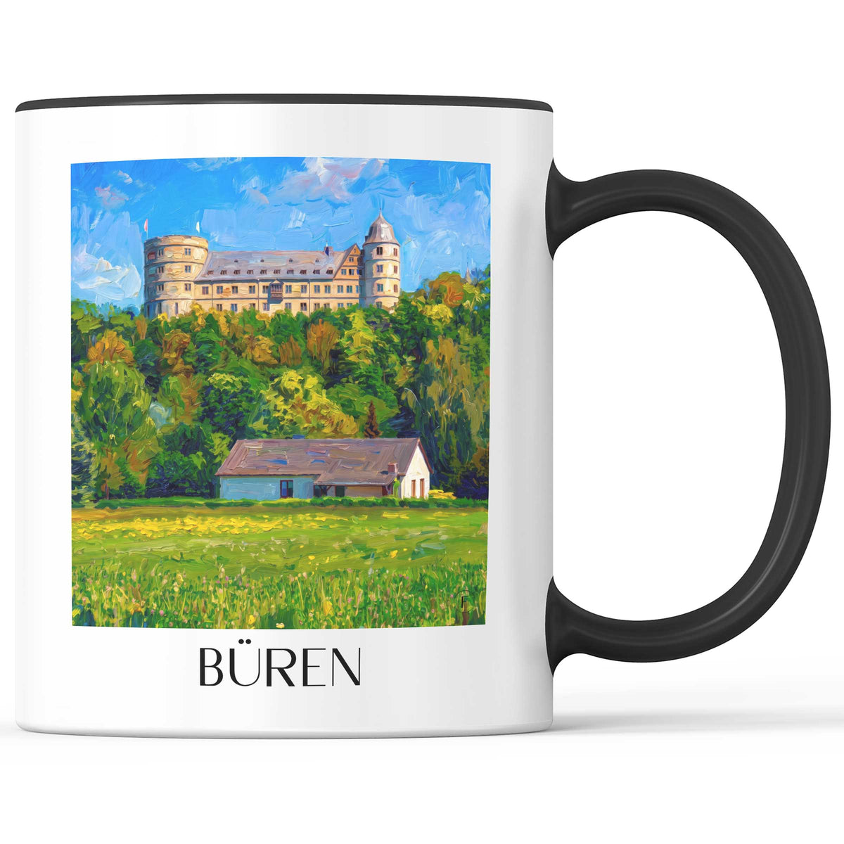 Büren Kaffeebecher - Paderborner Land - Deutschland Becher - Kaffeetasse im Ölgemälde Stil
