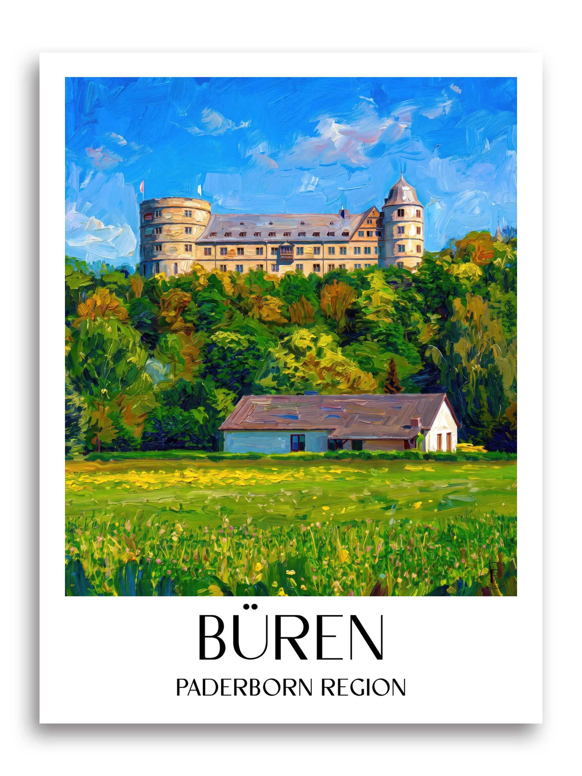 Büren Poster - Paderborner Land - Deutschland Kunstdruck - Ölgemälde von A4 bis A1