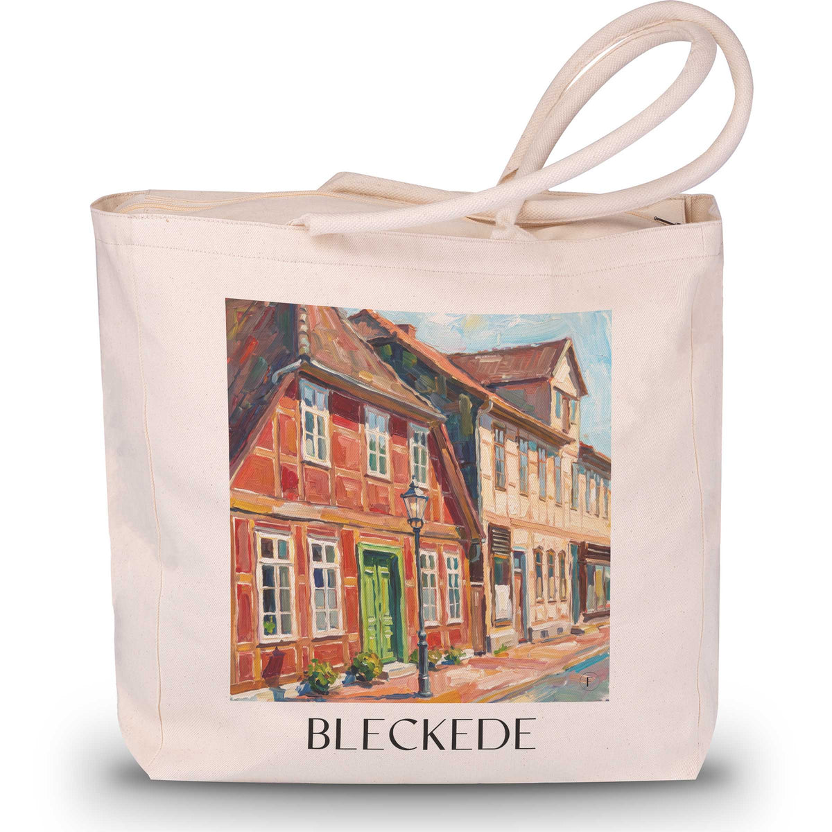 Bleckede Shopping Tasche - Elbtalaue - Deutschland Tote Bag - Einkaufstasche im Ölgemälde Stil - favplace