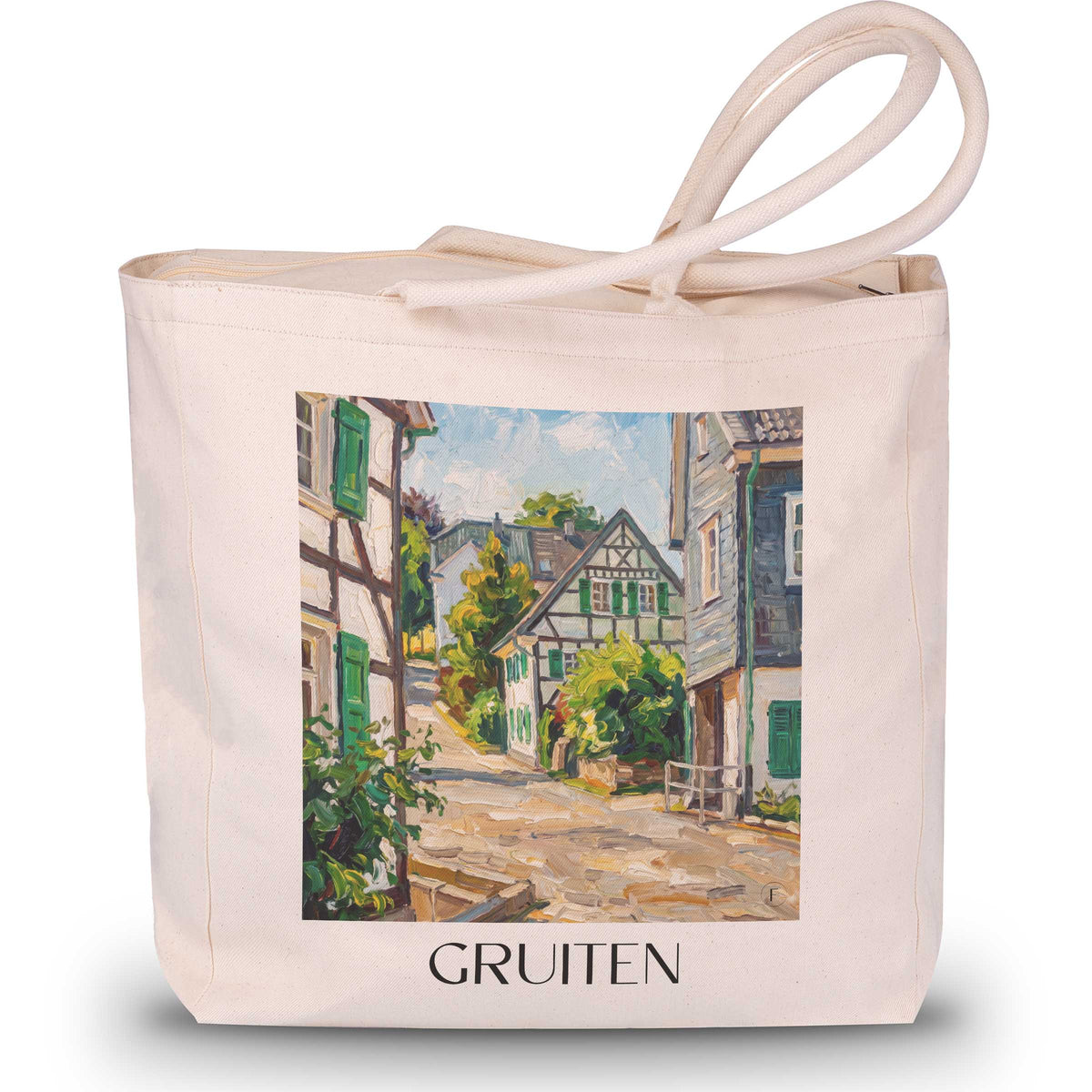 Gruiten Shopping Tasche - Bergisches Land - Deutschland Tote Bag - Einkaufstasche im Ölgemälde Stil - favplace