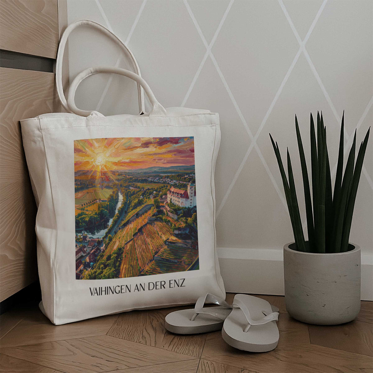 vaihingen-an-der-enz-enztal-deutschland-einkaufstasche-oil-painting-oelgemaelde