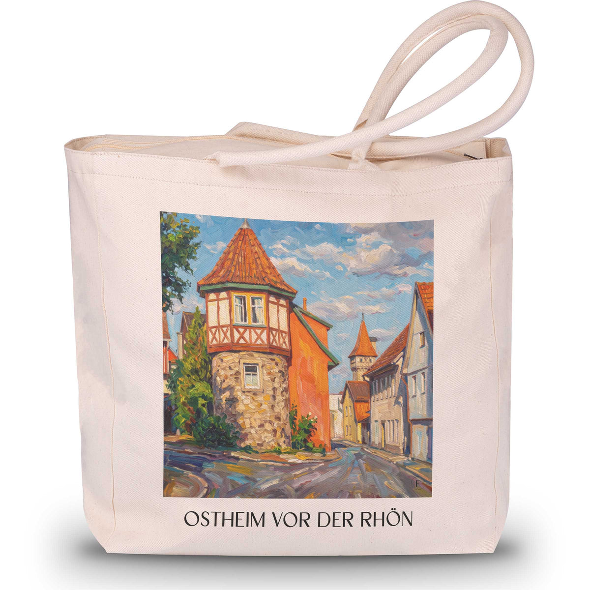 Ostheim vor der Rhön Shopping Tasche - Rhön - Deutschland Tote Bag - Einkaufstasche im Ölgemälde Stil - favplace