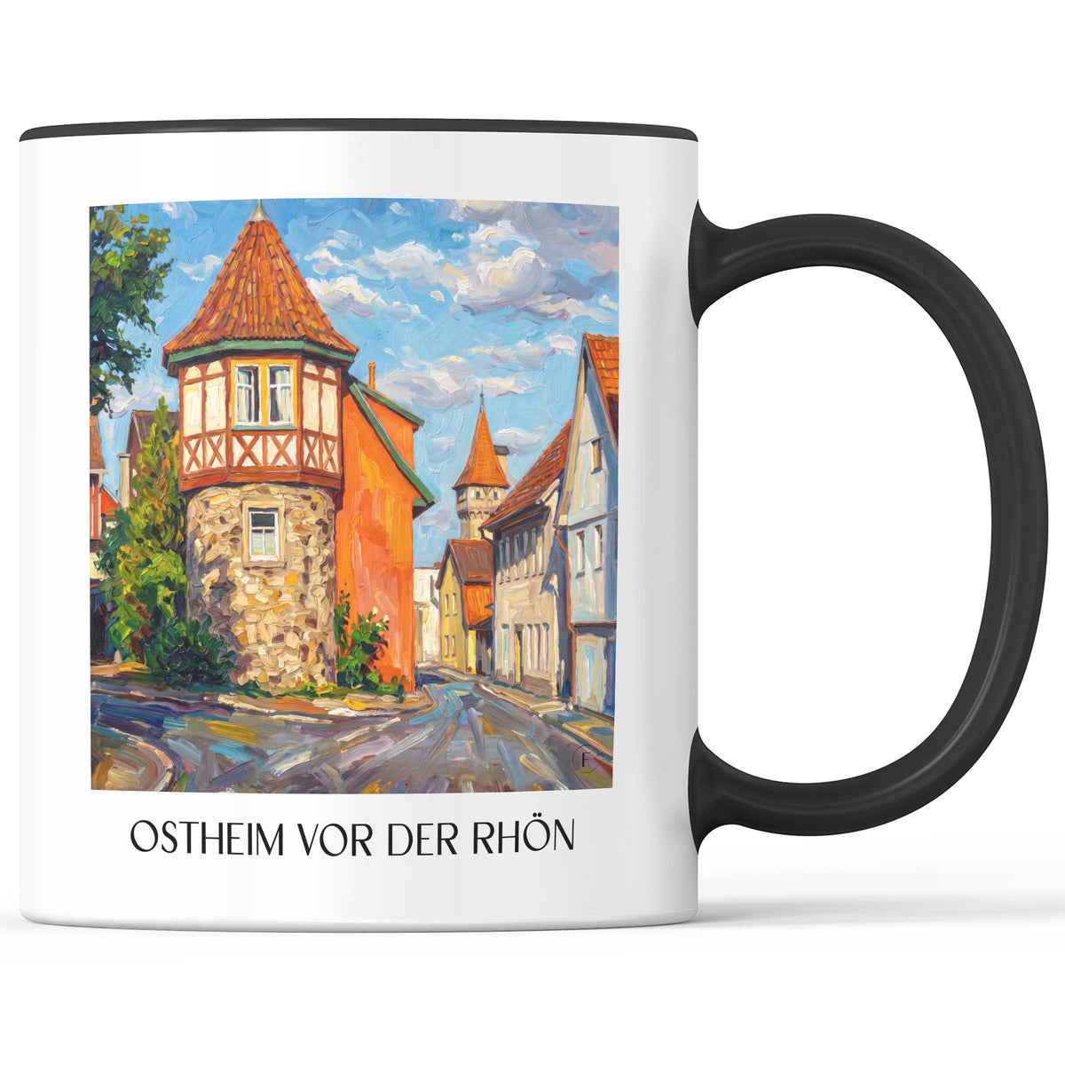 Ostheim vor der Rhön Kaffeebecher - Rhön - Deutschland Becher - Kaffeetasse im Ölgemälde Stil