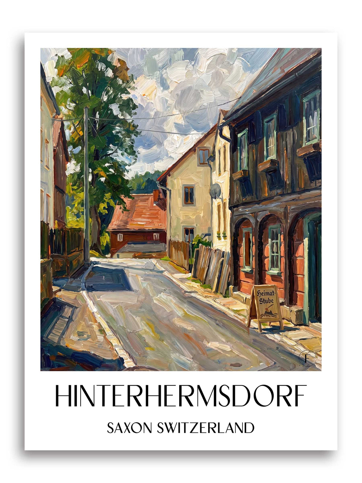 Hinterhermsdorf Poster - Sächsische Schweiz - Deutschland Kunstdruck - Ölgemälde von A4 bis A1