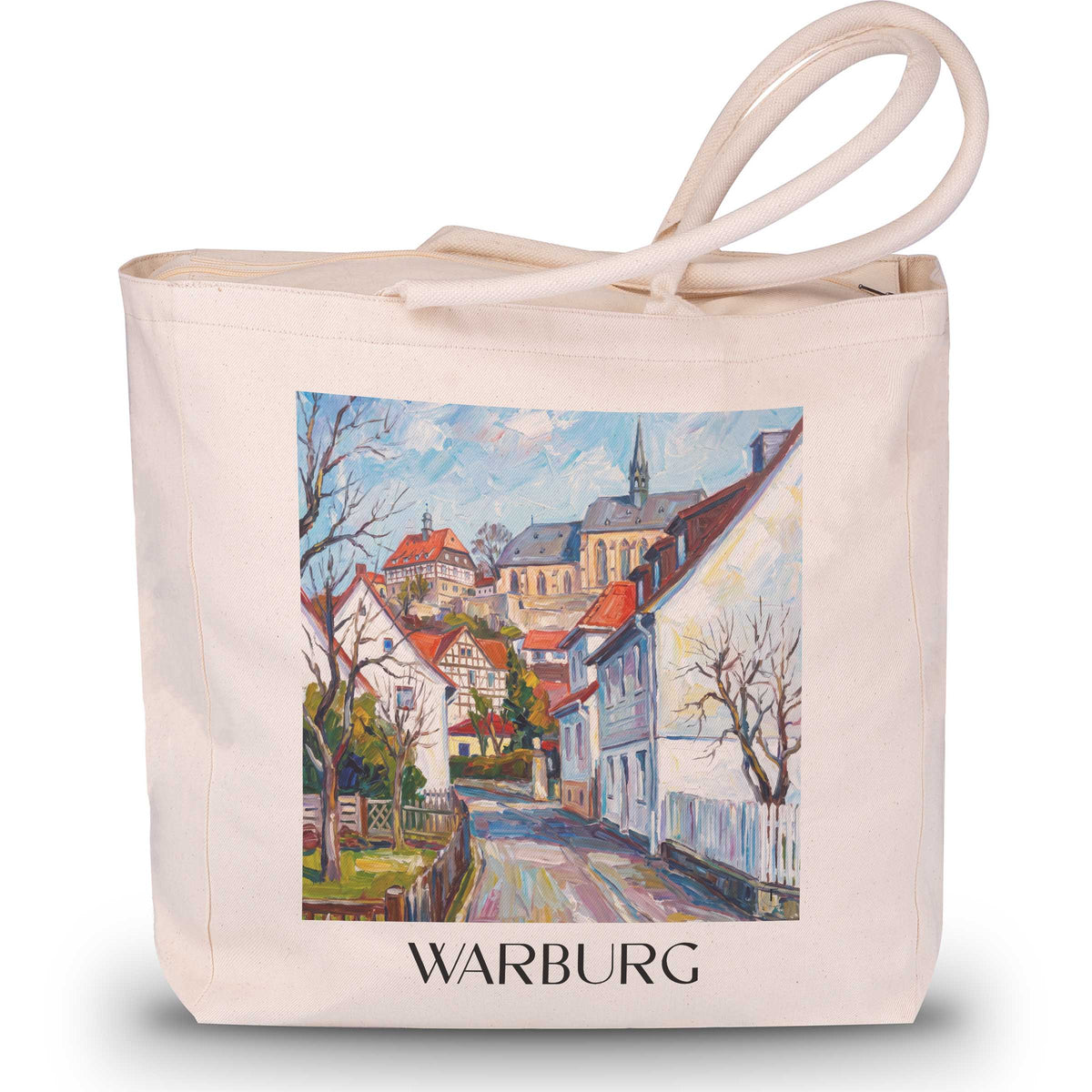 Warburg Shopping Tasche - Westfalen - Deutschland Tote Bag - Einkaufstasche im Ölgemälde Stil - favplace