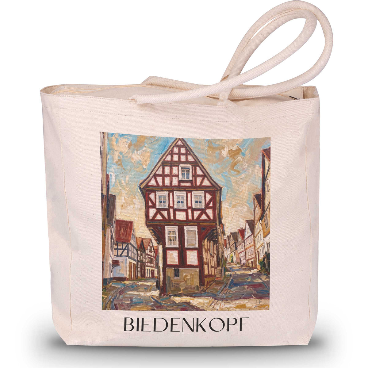 biedenkopf-lahn-dill-bergland-deutschland-einkaufstasche-oil-painting-oelgemaelde