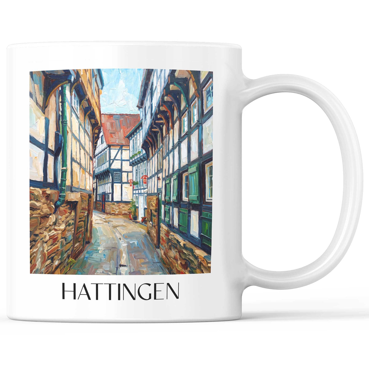 Hattingen Kaffeebecher - Ruhrgebiet - Deutschland Becher - Kaffeetasse im Ölgemälde Stil