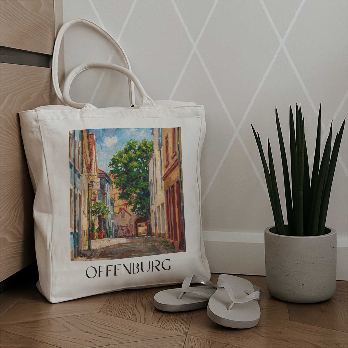 offenburg-schwarzwald-deutschland-einkaufstasche-oil-painting-oelgemaelde