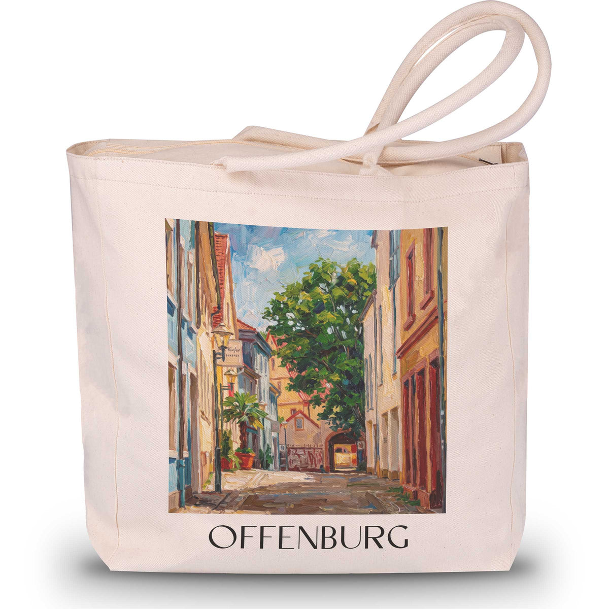 Offenburg Shopping Tasche - Schwarzwald - Deutschland Tote Bag - Einkaufstasche im Ölgemälde Stil - favplace