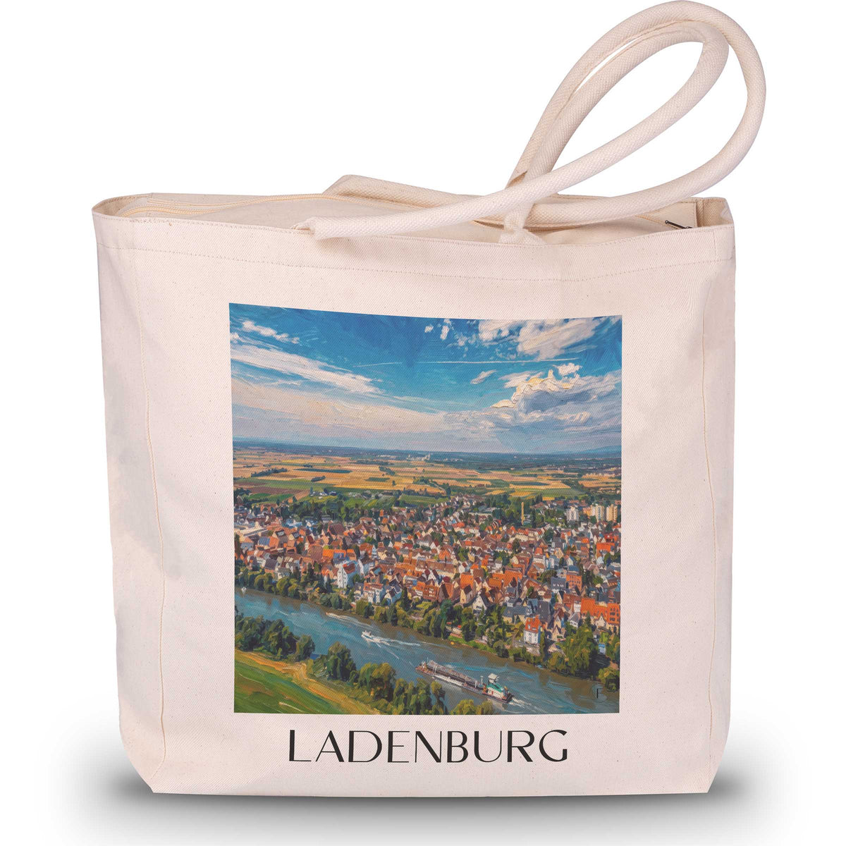Ladenburg Shopping Tasche - Rhein-Neckar - Deutschland Tote Bag - Einkaufstasche im Ölgemälde Stil - favplace
