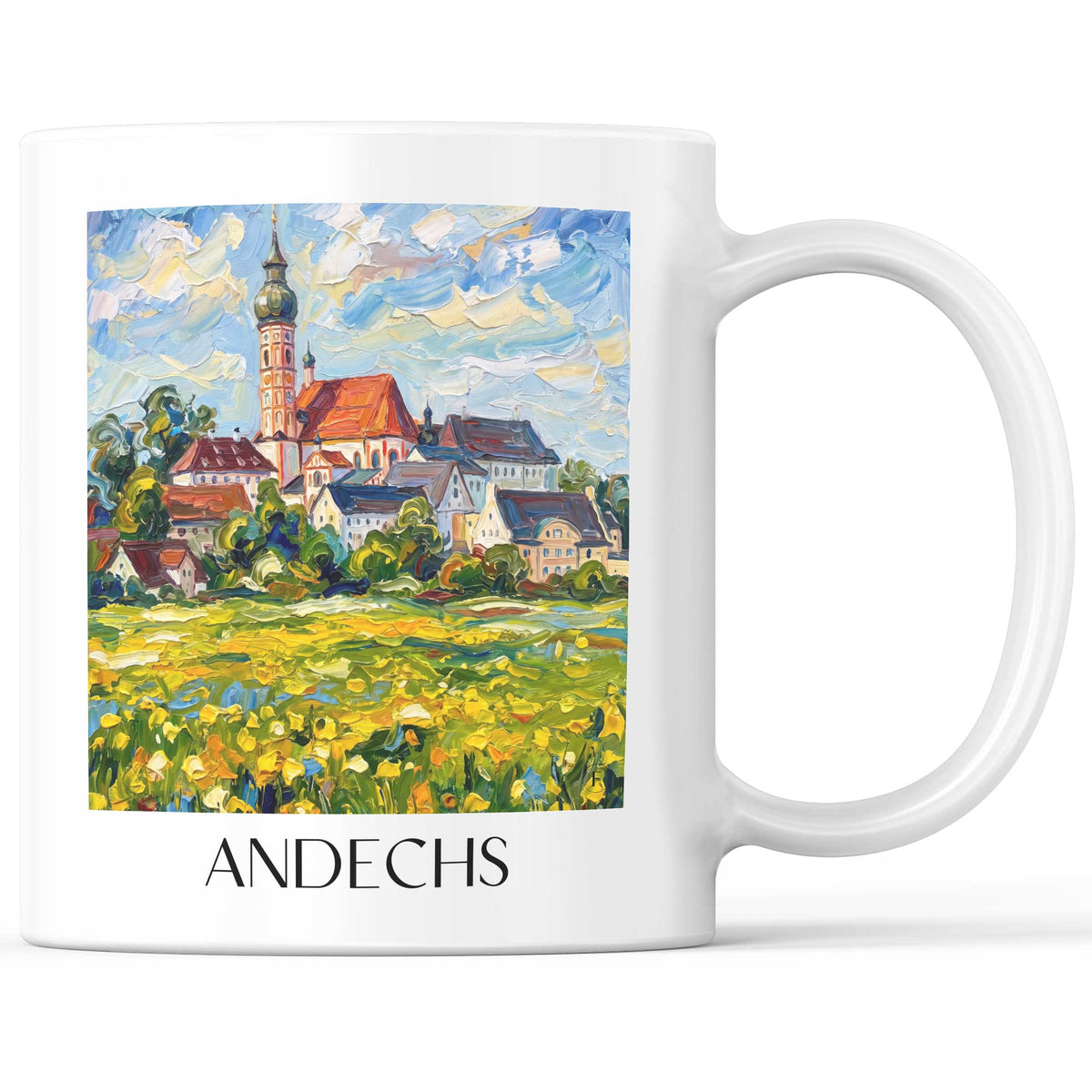 Andechs Kaffeebecher - Bayern - Deutschland Becher - Kaffeetasse im Ölgemälde Stil