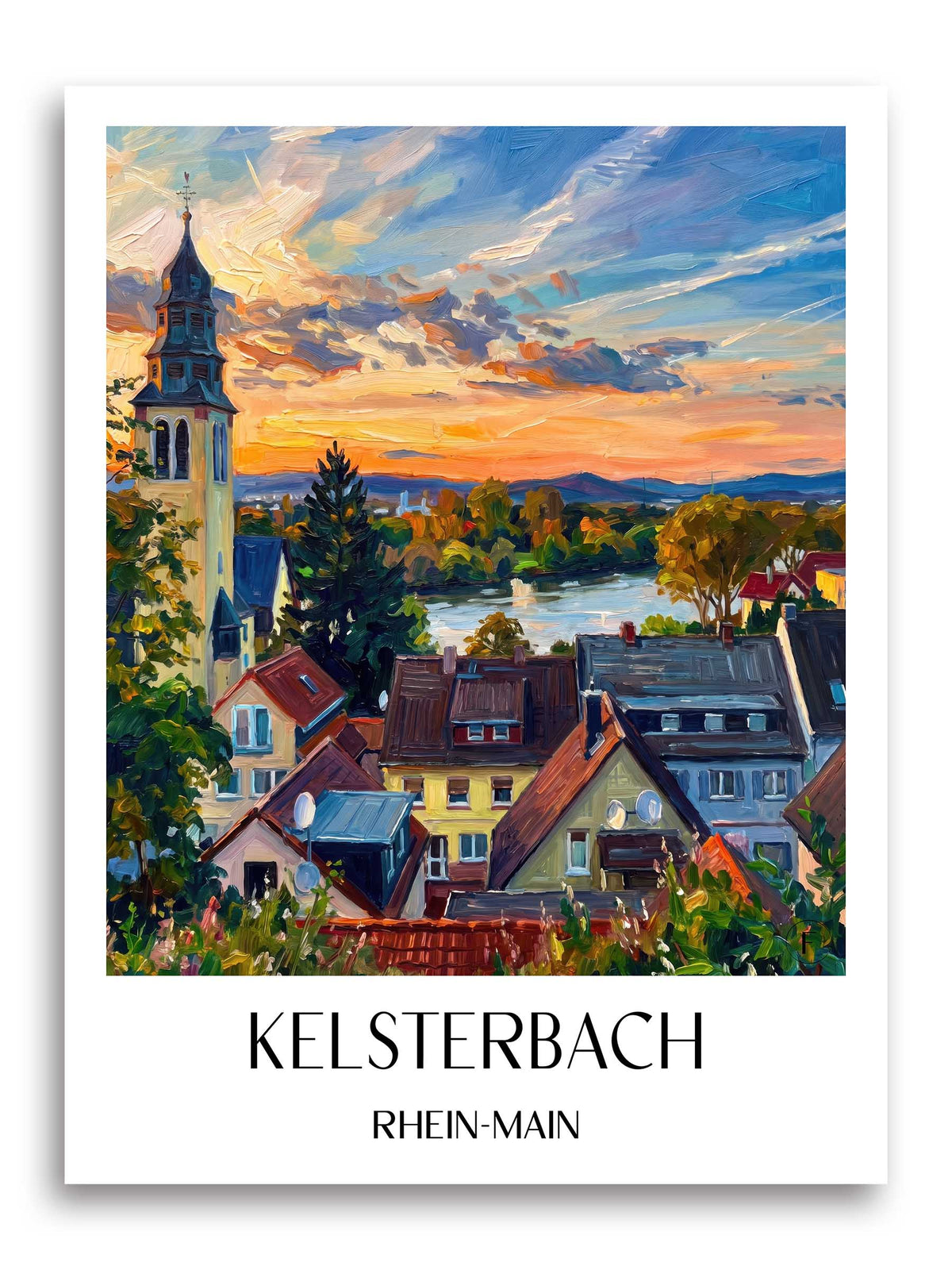 Kelsterbach Poster - Rhein-Main - Deutschland Kunstdruck - Ölgemälde von A4 bis A1