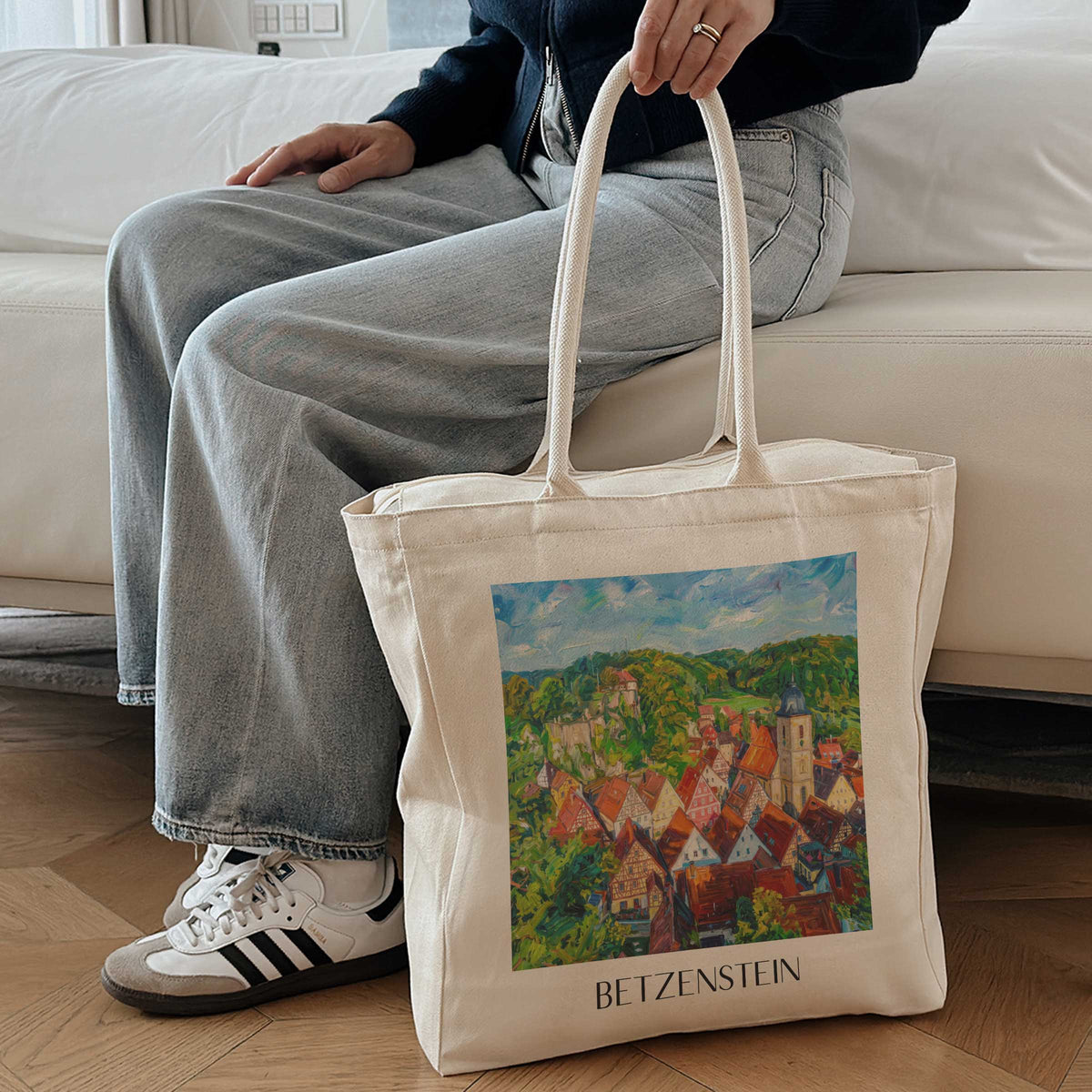 betzenstein-fränkische-schweiz-deutschland-einkaufstasche-oil-painting-oelgemaelde