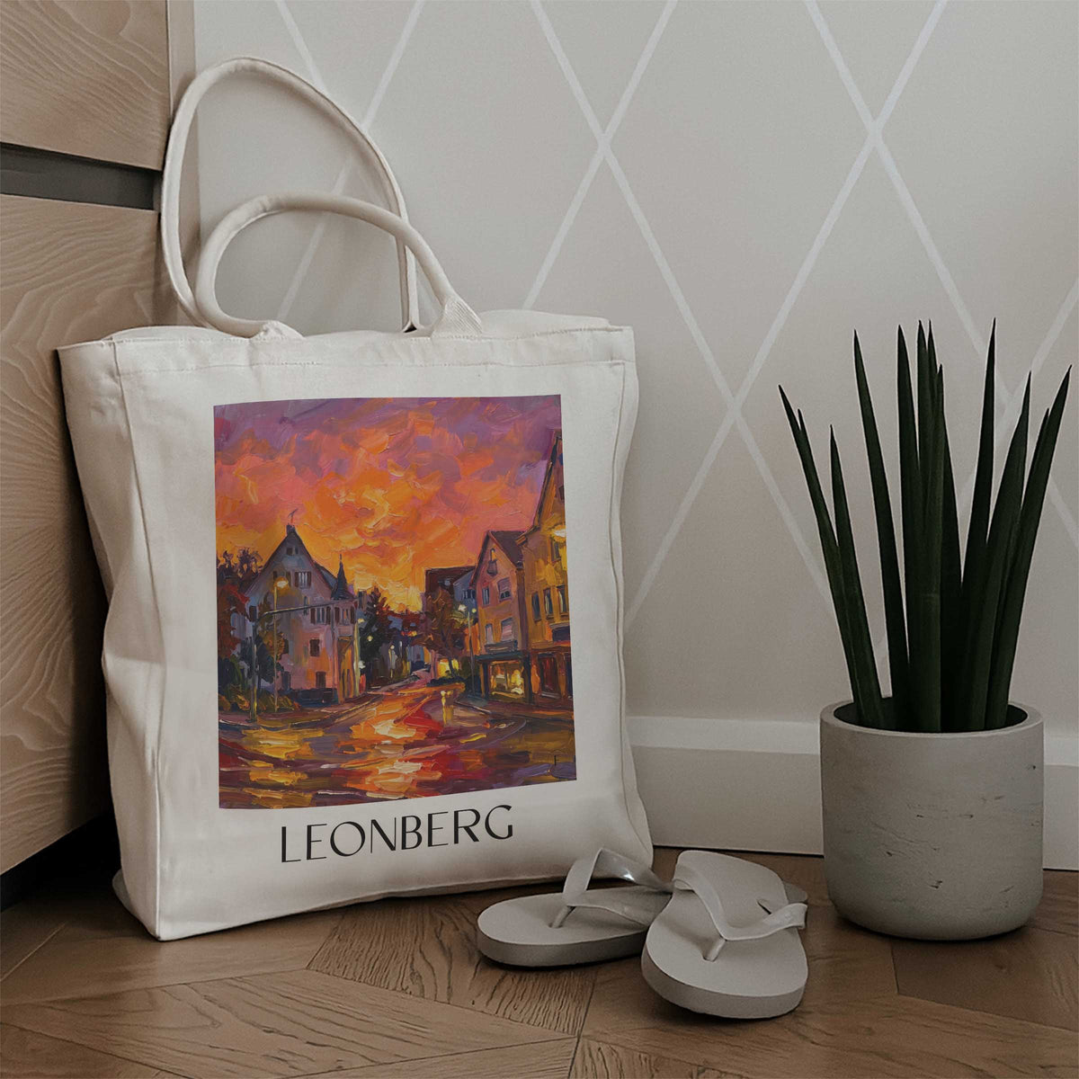 leonberg-stuttgart-deutschland-einkaufstasche-oil-painting-oelgemaelde
