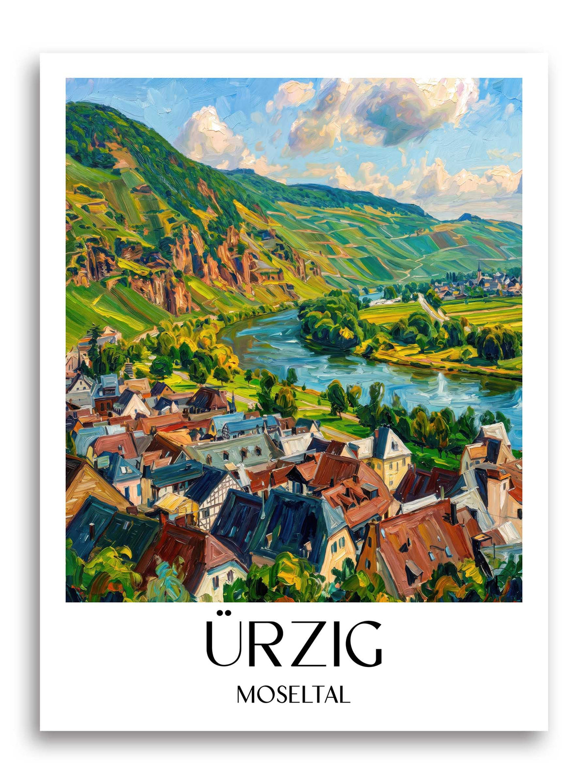 Ürzig Poster - Moseltal - Deutschland Kunstdruck - Ölgemälde von A4 bis A1