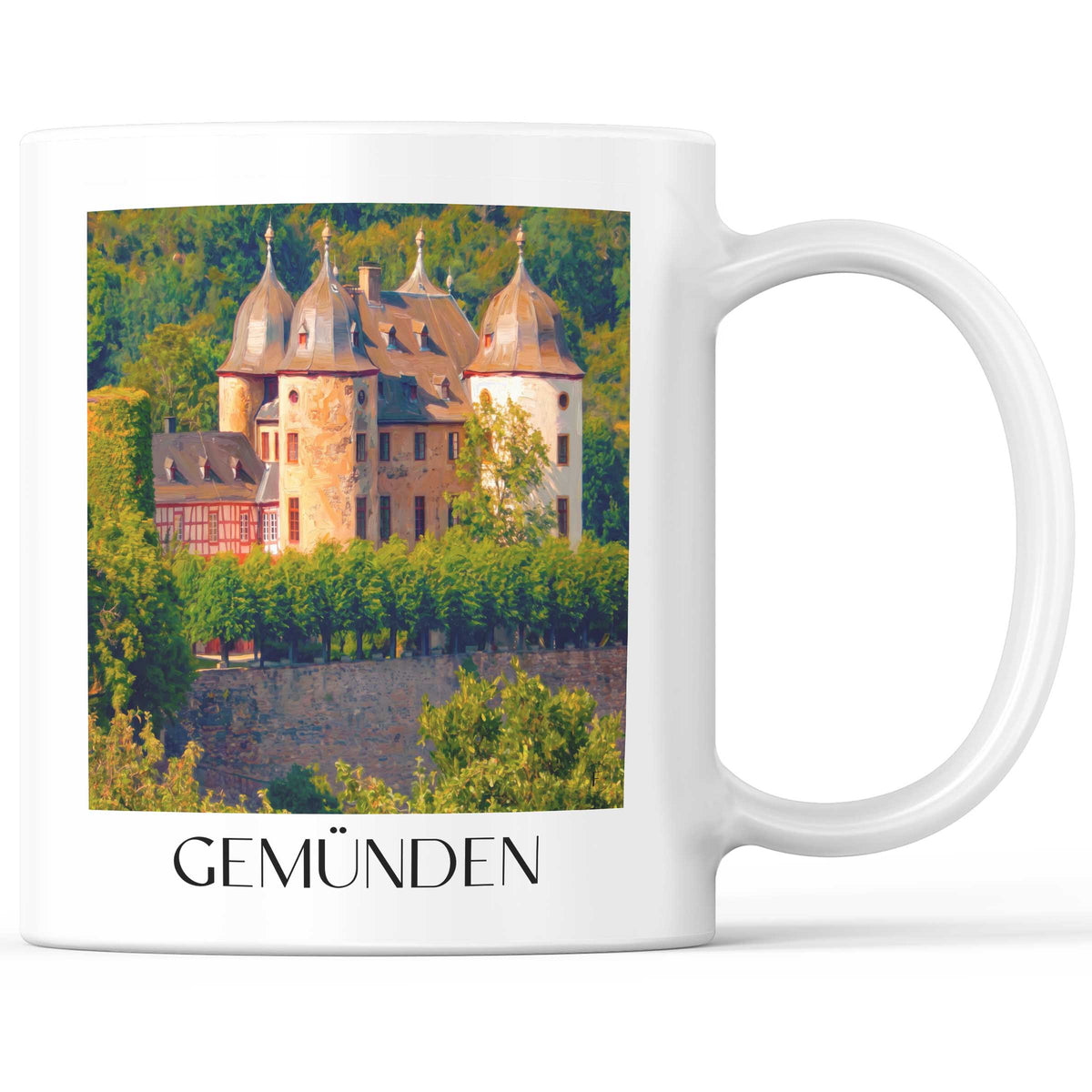 Gemünden Kaffeebecher - Hunsrück - Deutschland Becher - Kaffeetasse im Ölgemälde Stil