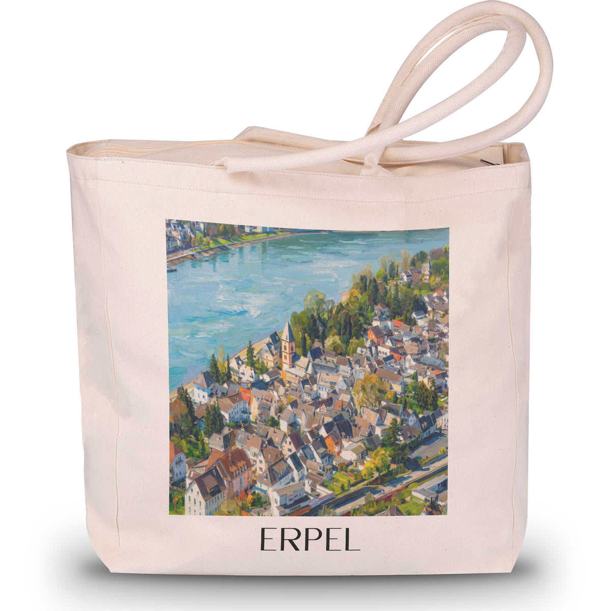 erpel-mittelrheintal-deutschland-einkaufstasche-oil-painting-oelgemaelde
