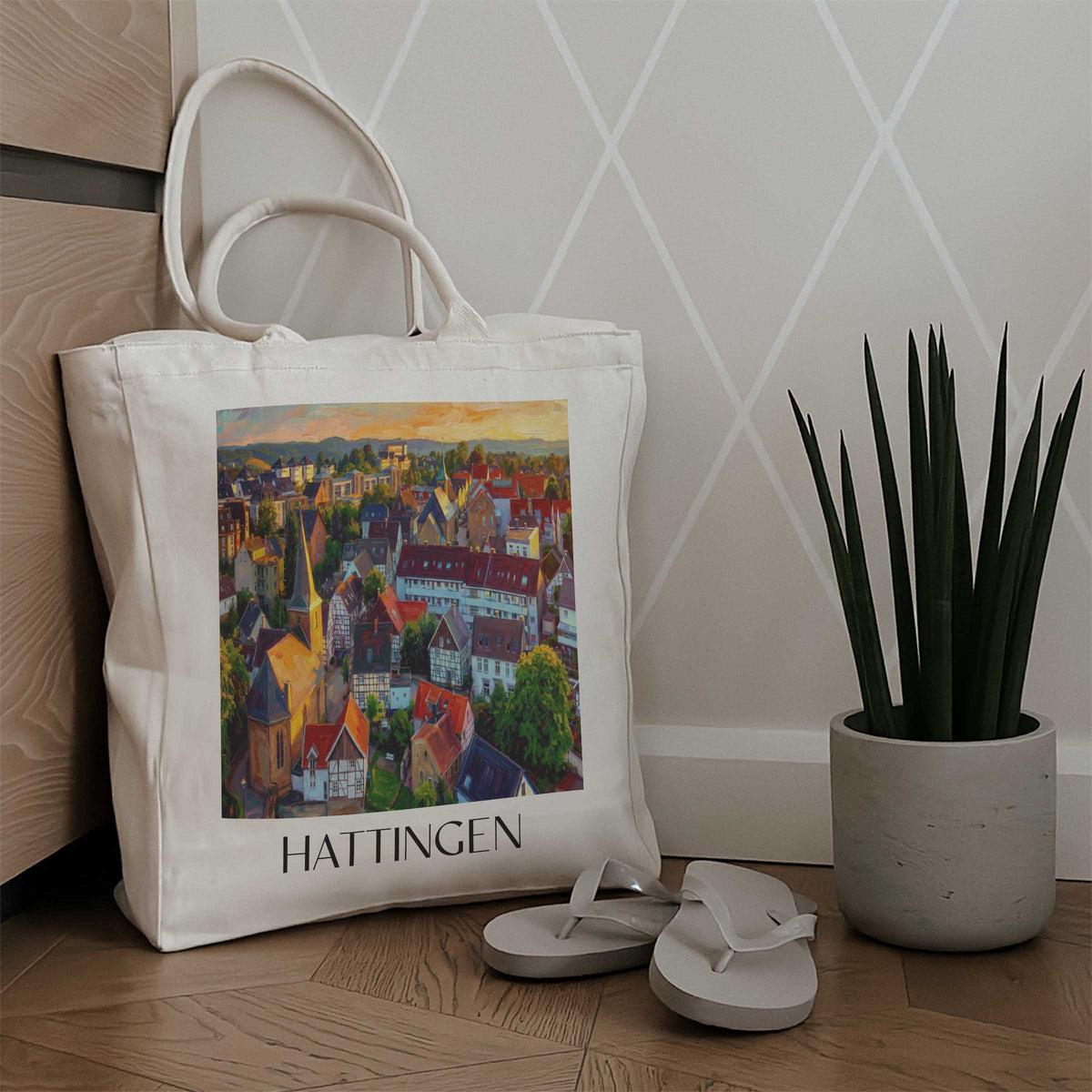 hattingen-ruhrgebiet-deutschland-einkaufstasche-oil-painting-oelgemaelde
