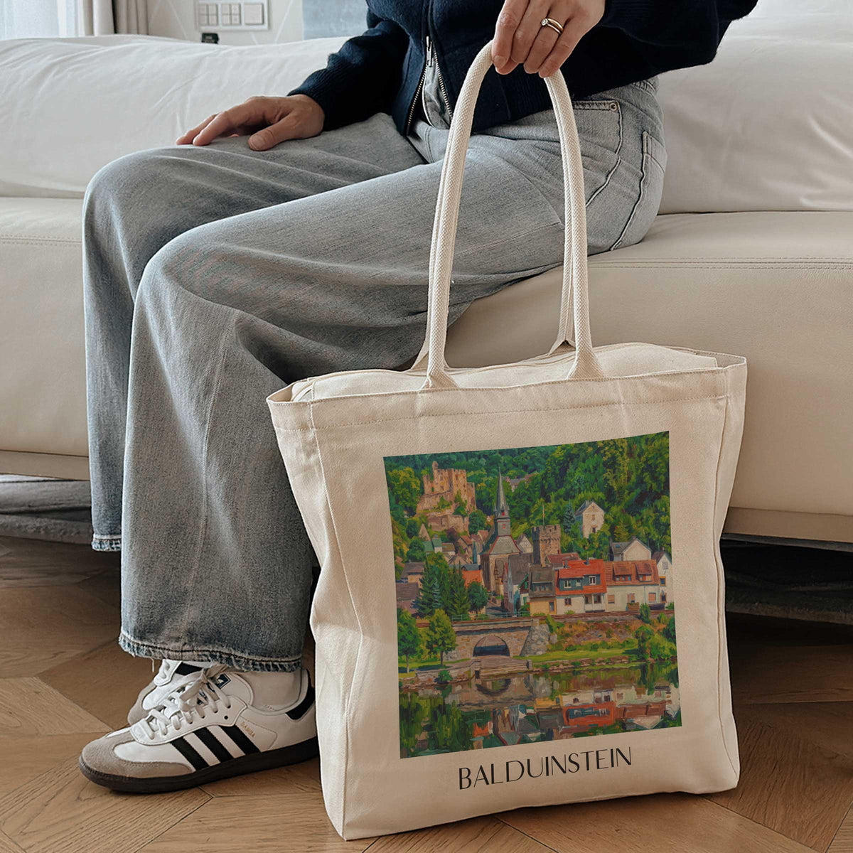 balduinstein-lahntal-deutschland-einkaufstasche-oil-painting-oelgemaelde