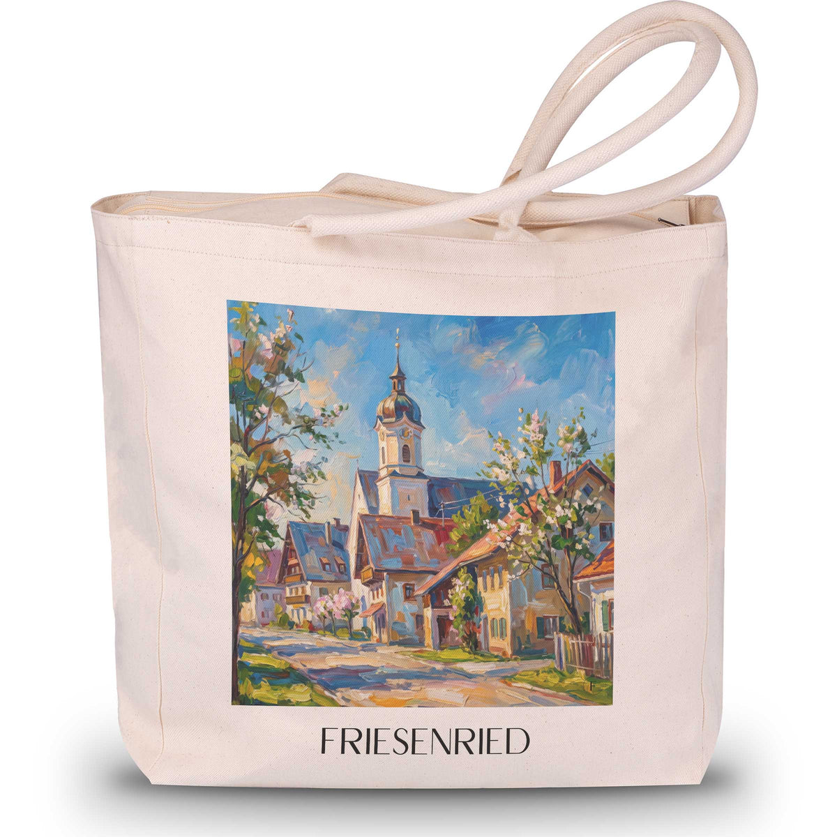 Friesenried Shopping Tasche - Ostallgäu - Deutschland Tote Bag - Einkaufstasche im Ölgemälde Stil - favplace