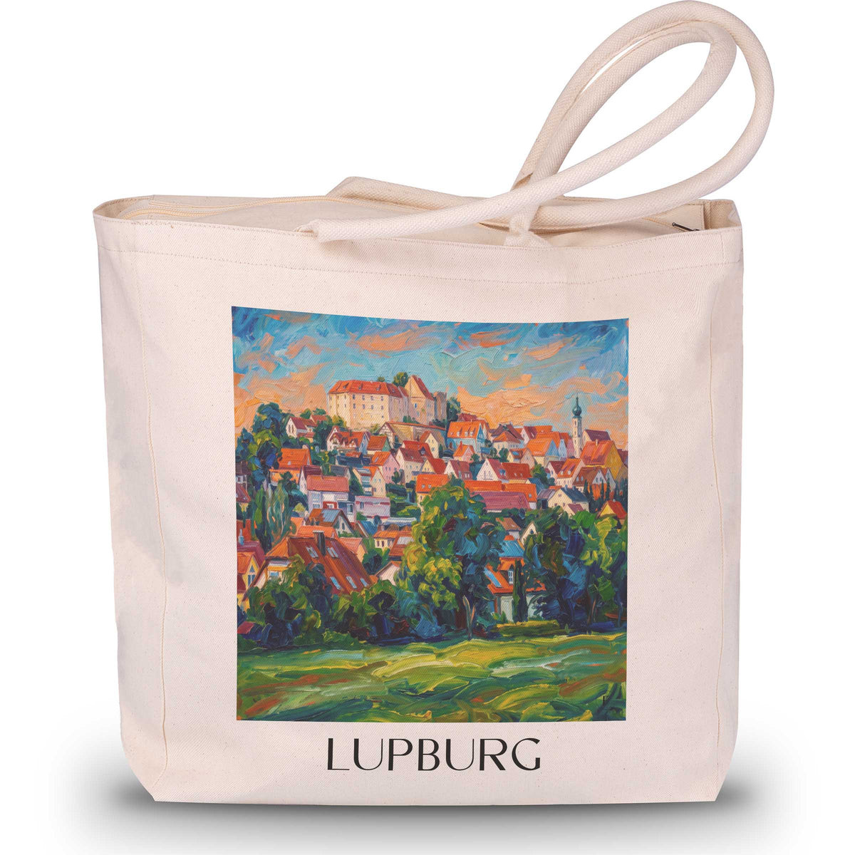 lupburg-bayern-deutschland-einkaufstasche-oil-painting-oelgemaelde