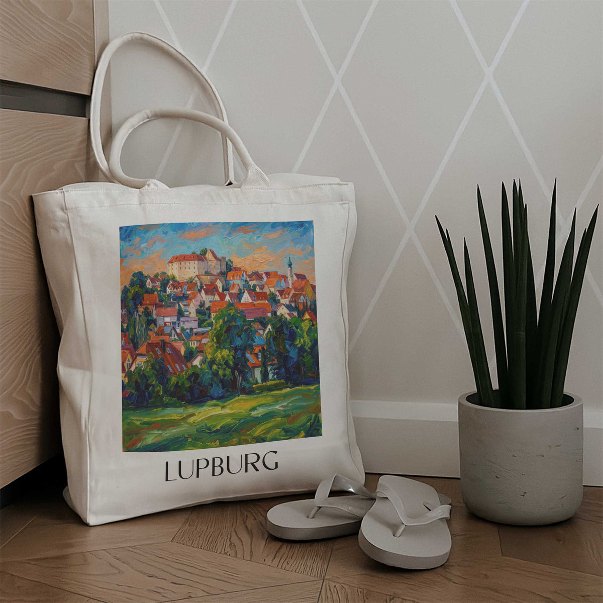 lupburg-bayern-deutschland-einkaufstasche-oil-painting-oelgemaelde
