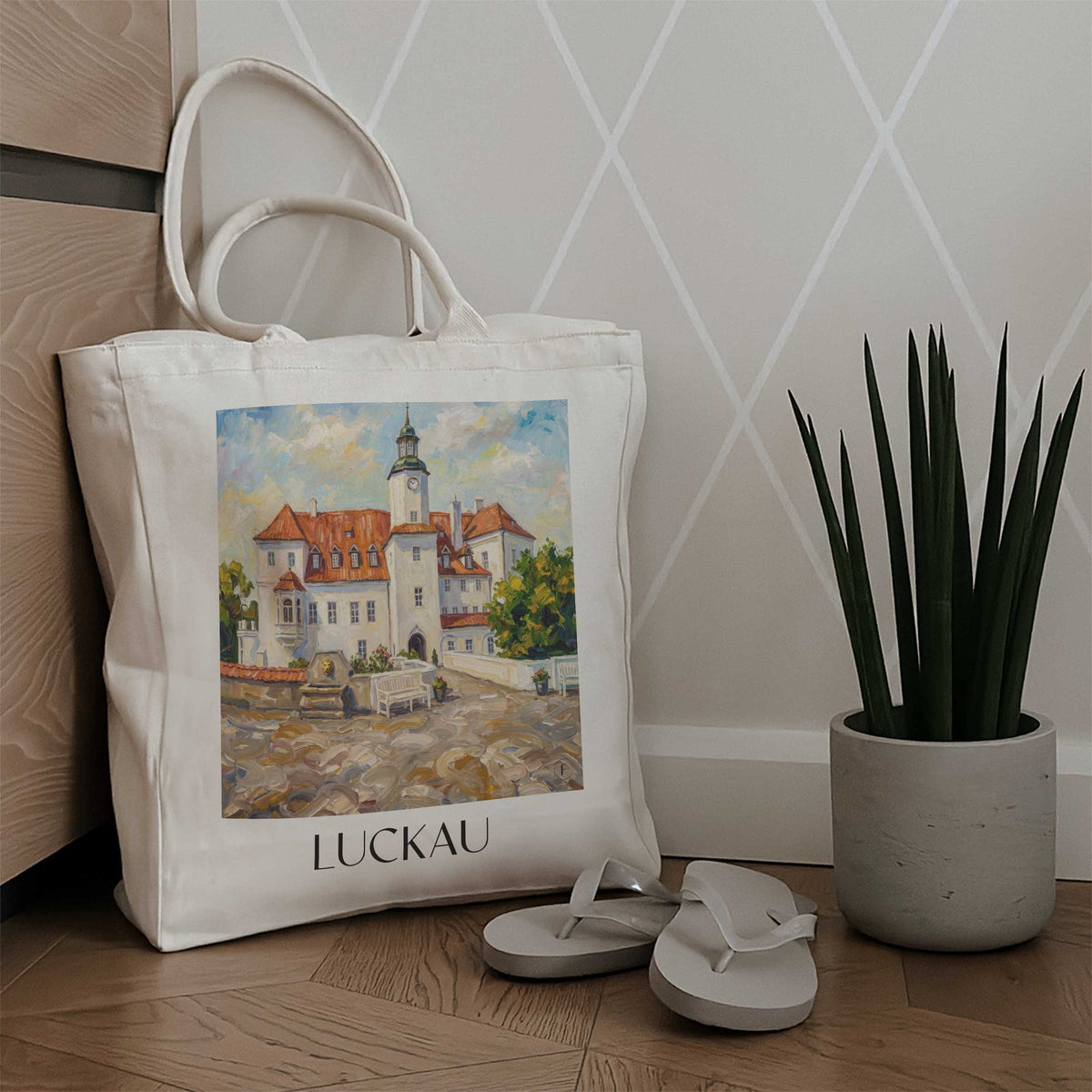 luckau-niederlausitz-deutschland-einkaufstasche-oil-painting-oelgemaelde