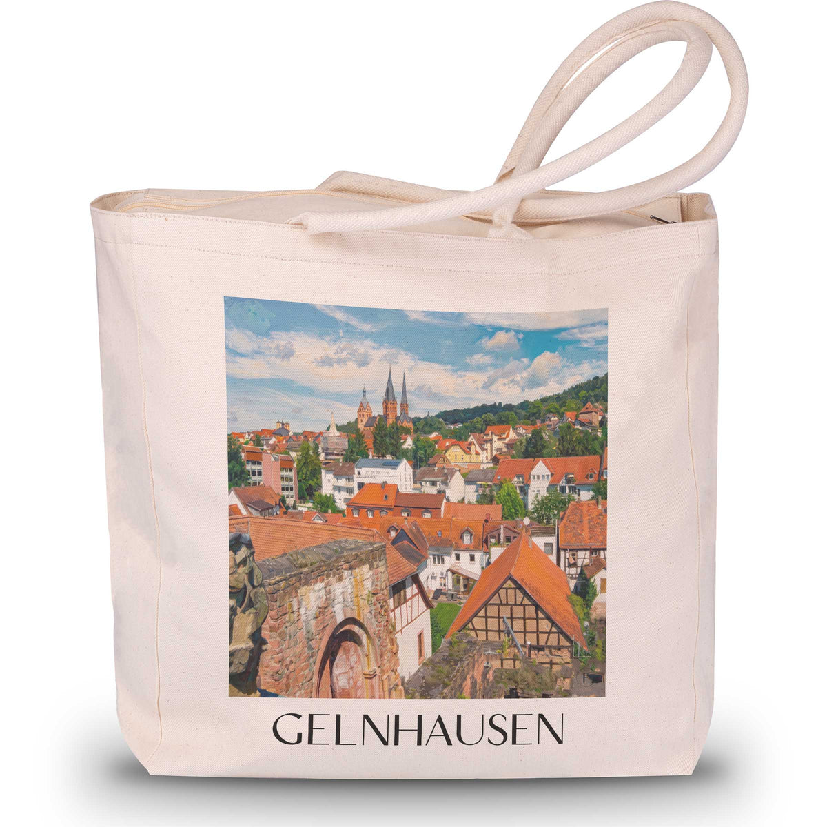Gelnhausen Shopping Tasche - Spessart - Deutschland Tote Bag - Einkaufstasche im Ölgemälde Stil - favplace