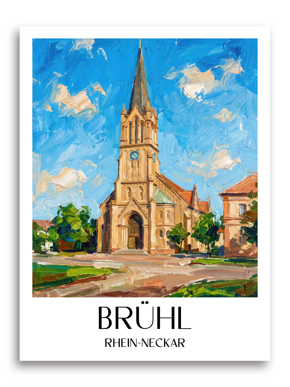Brühl Poster - Rhein-Neckar - Deutschland Kunstdruck - Ölgemälde von A4 bis A1