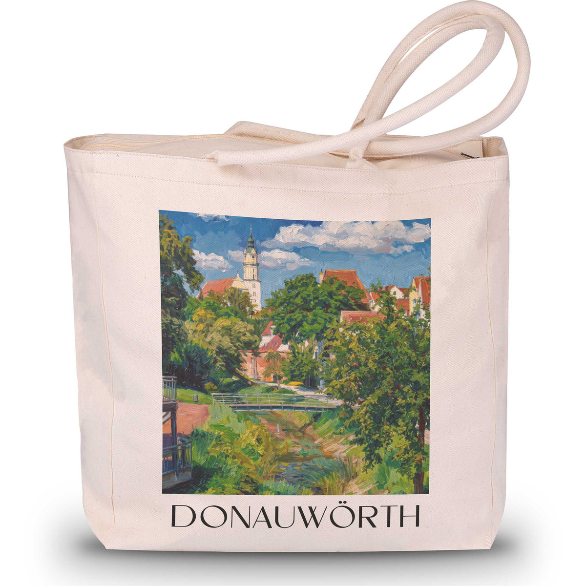 Donauwörth Shopping Tasche - Donau-Ries - Deutschland Tote Bag - Einkaufstasche im Ölgemälde Stil - favplace