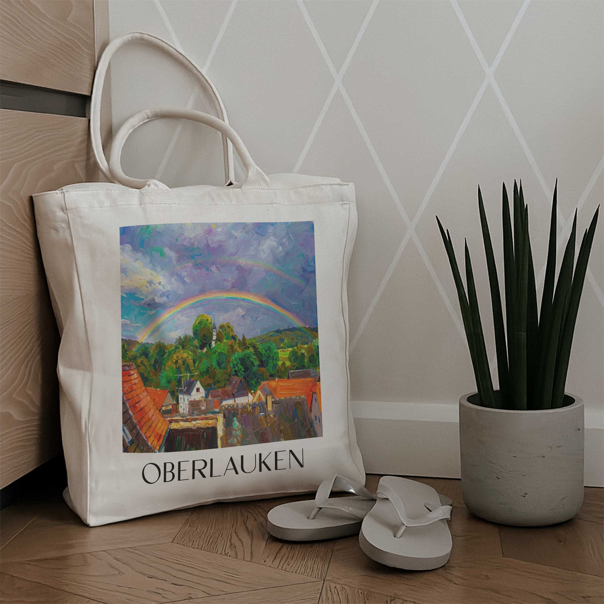 oberlauken-taunus-deutschland-einkaufstasche-oil-painting-oelgemaelde