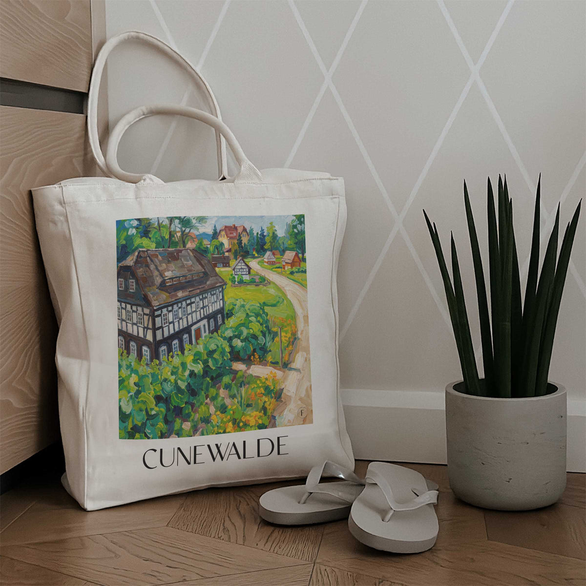 cunewalde-oberlausitz-deutschland-einkaufstasche-oil-painting-oelgemaelde