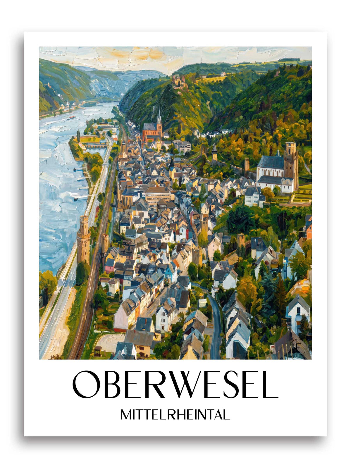 Oberwesel Poster - Mittelrheintal - Deutschland Kunstdruck - Ölgemälde von A4 bis A1
