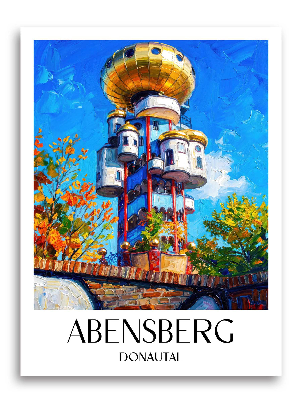 Abensberg Poster - Donautal - Deutschland Kunstdruck - Ölgemälde von A4 bis A1