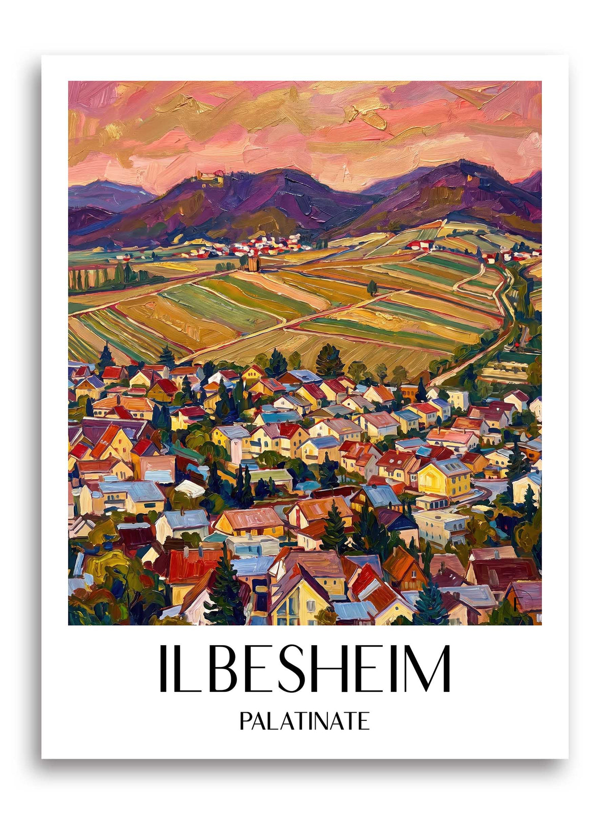 Ilbesheim Poster - Pfalz - Deutschland Kunstdruck - Ölgemälde von A4 bis A1