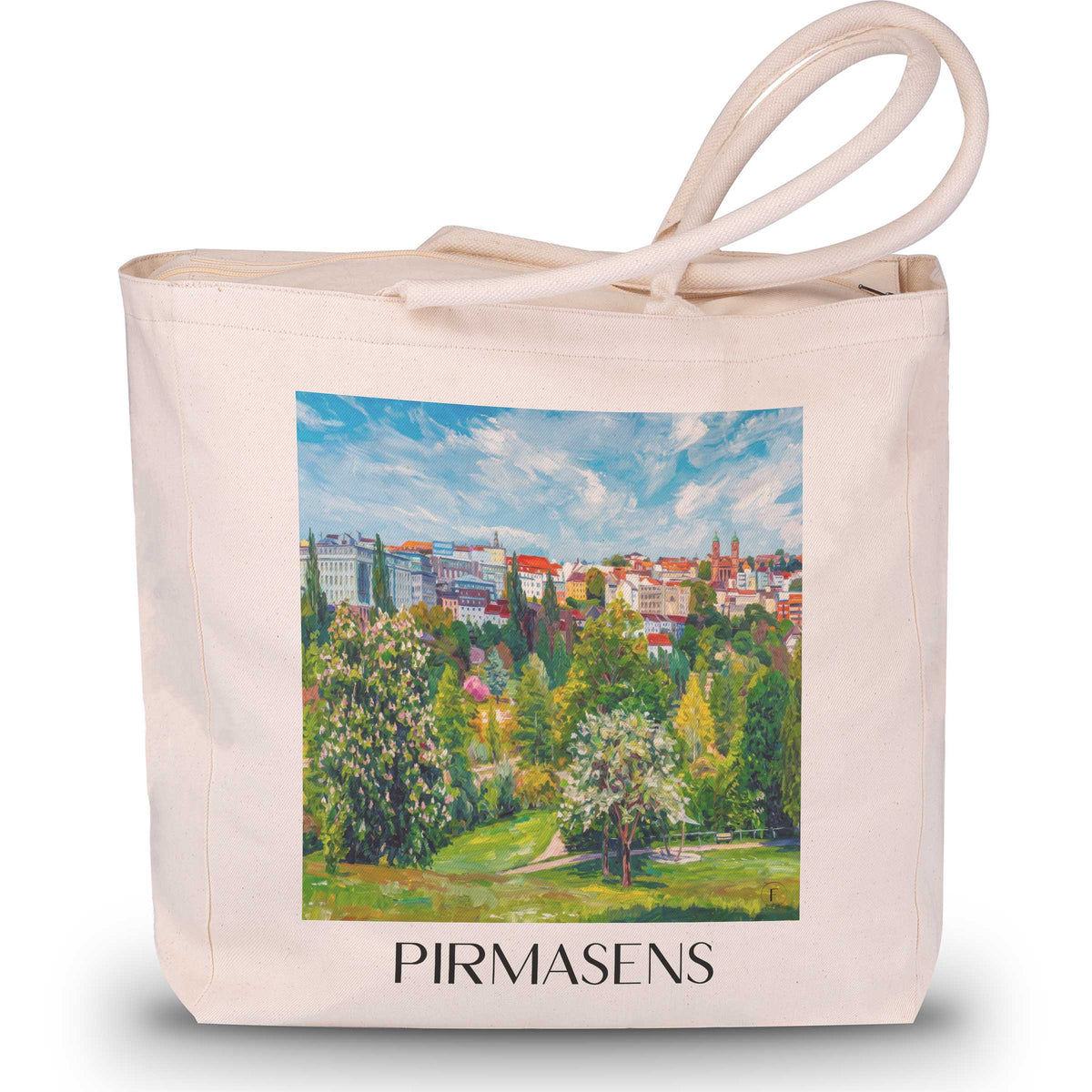 pirmasens-pfälzerwald-deutschland-einkaufstasche-oil-painting-oelgemaelde