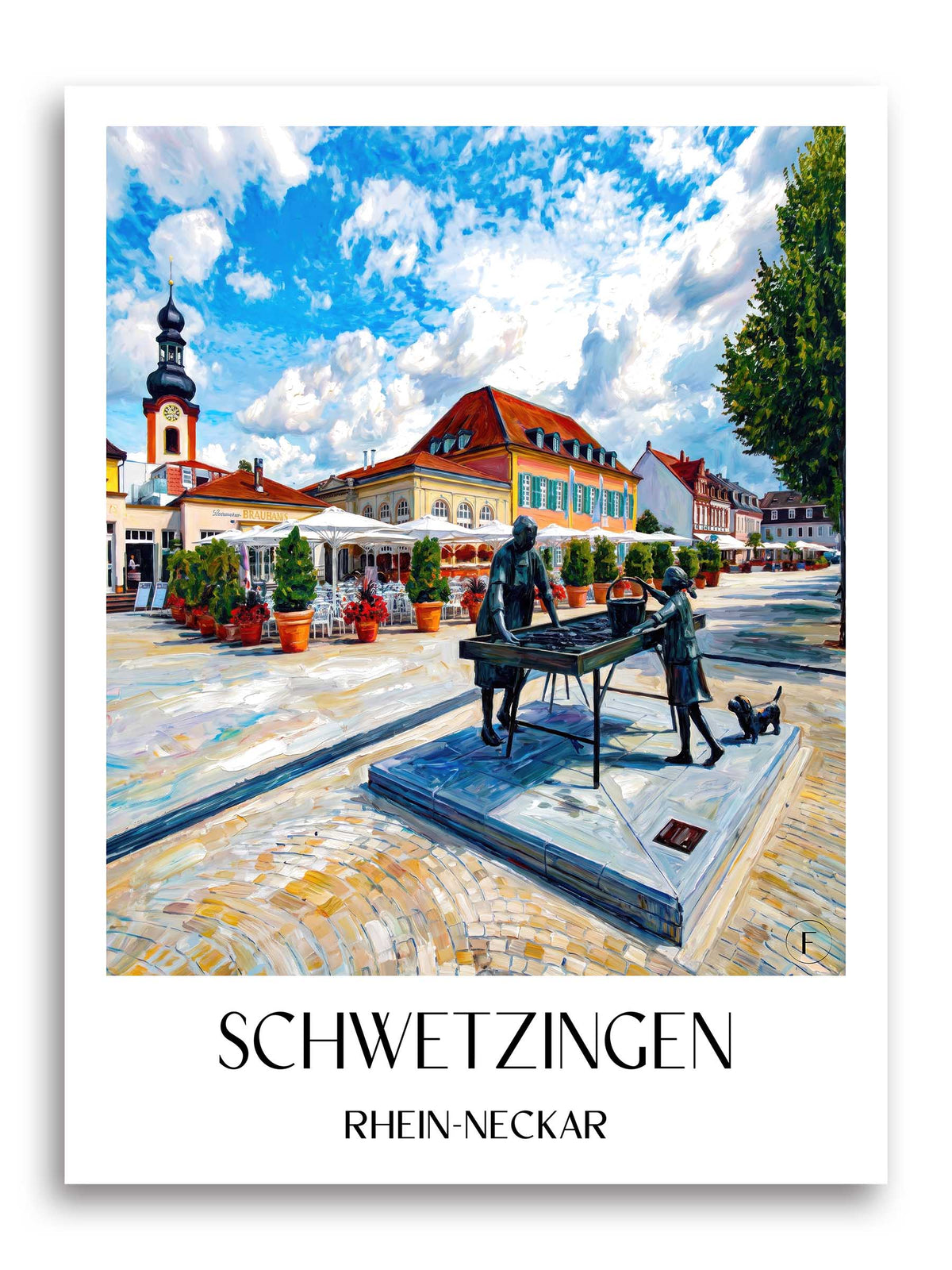 Schwetzingen Poster - Rhein-Neckar - Deutschland Kunstdruck - Ölgemälde von A4 bis A1