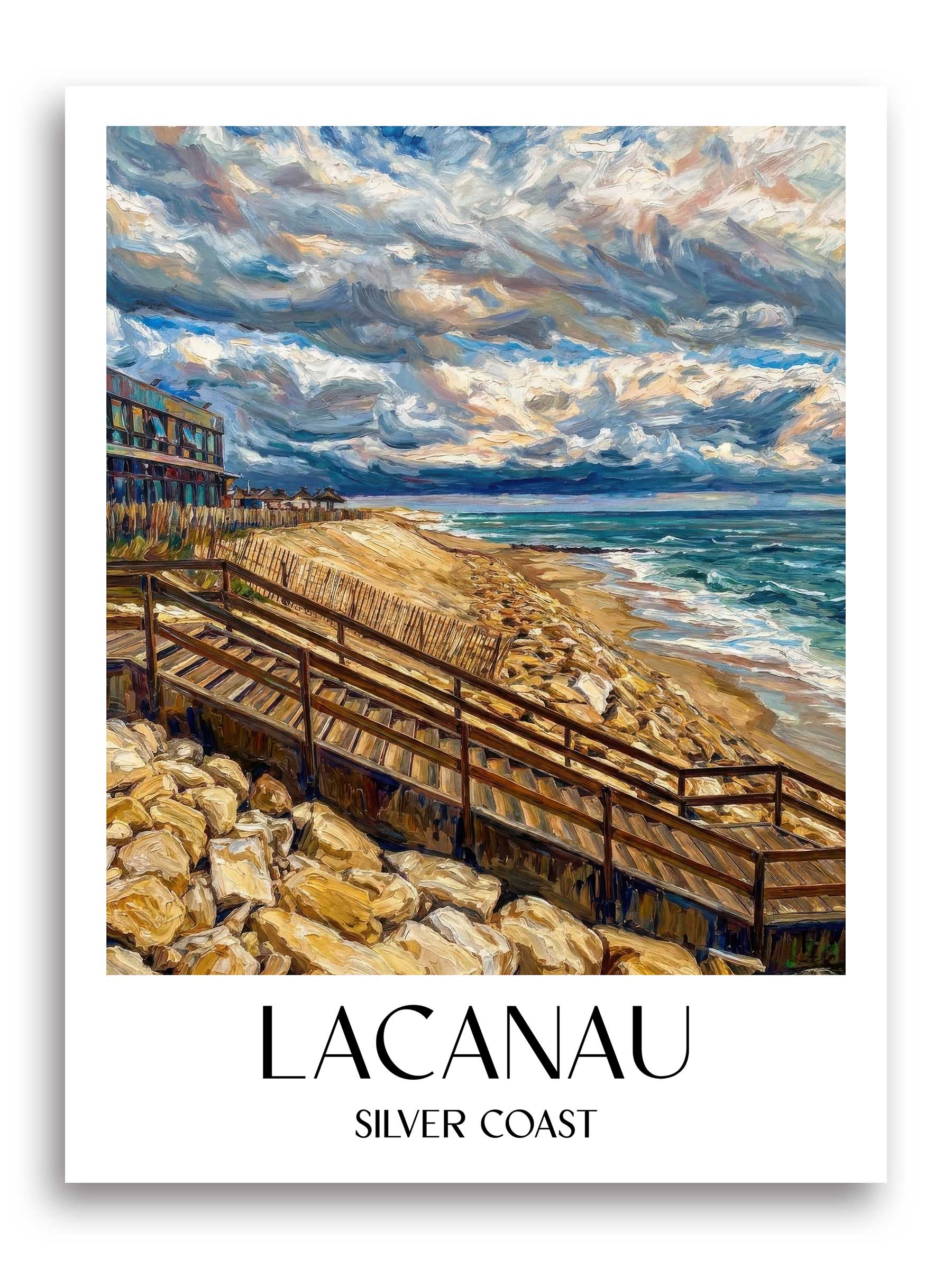 Lacanau Poster - Côte d'Argent - Frankreich Kunstdruck - Ölgemälde von A4 bis A1