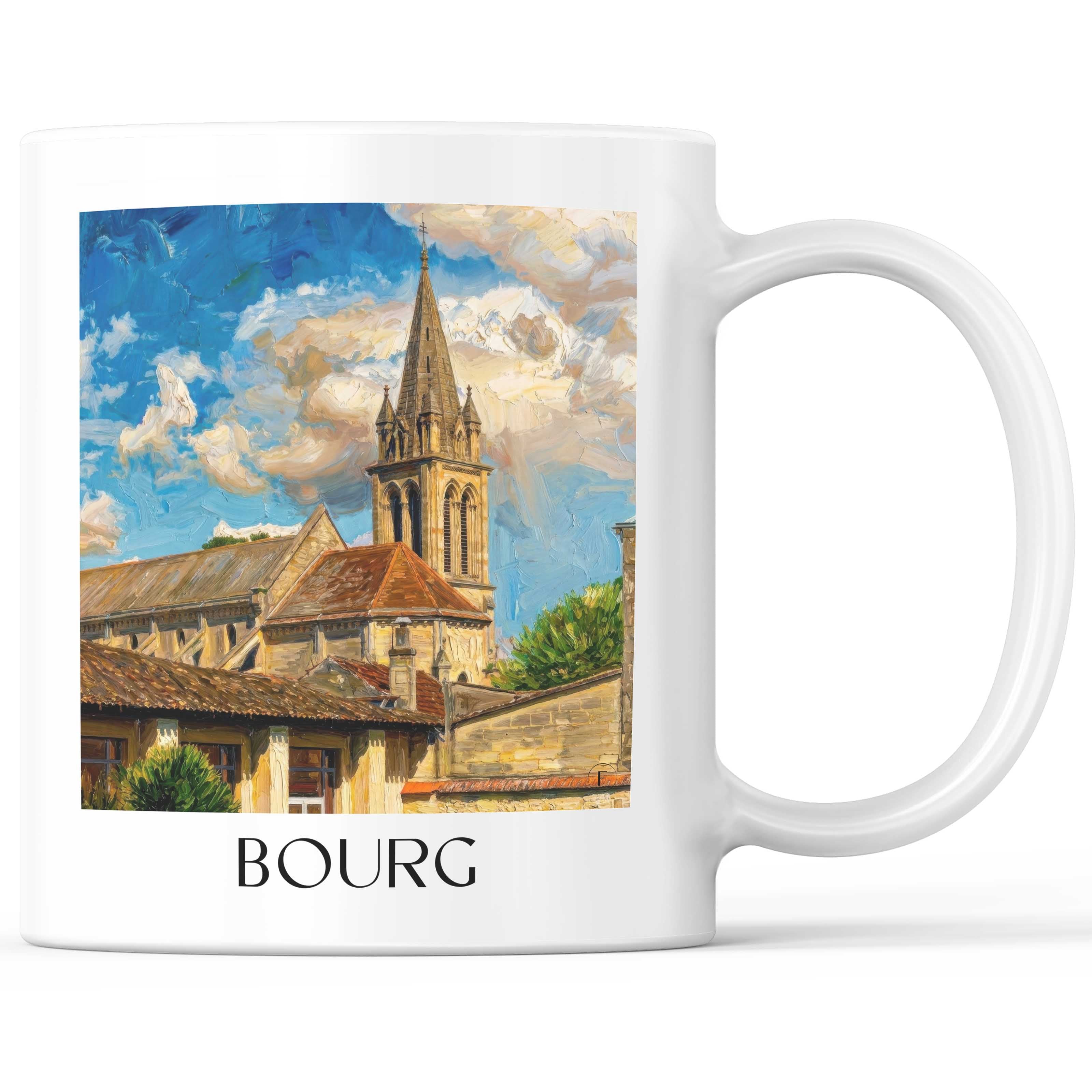 Bourg Kaffeebecher - Estuaire de la Gironde - Frankreich Becher - Kaffeetasse im Ölgemälde Stil