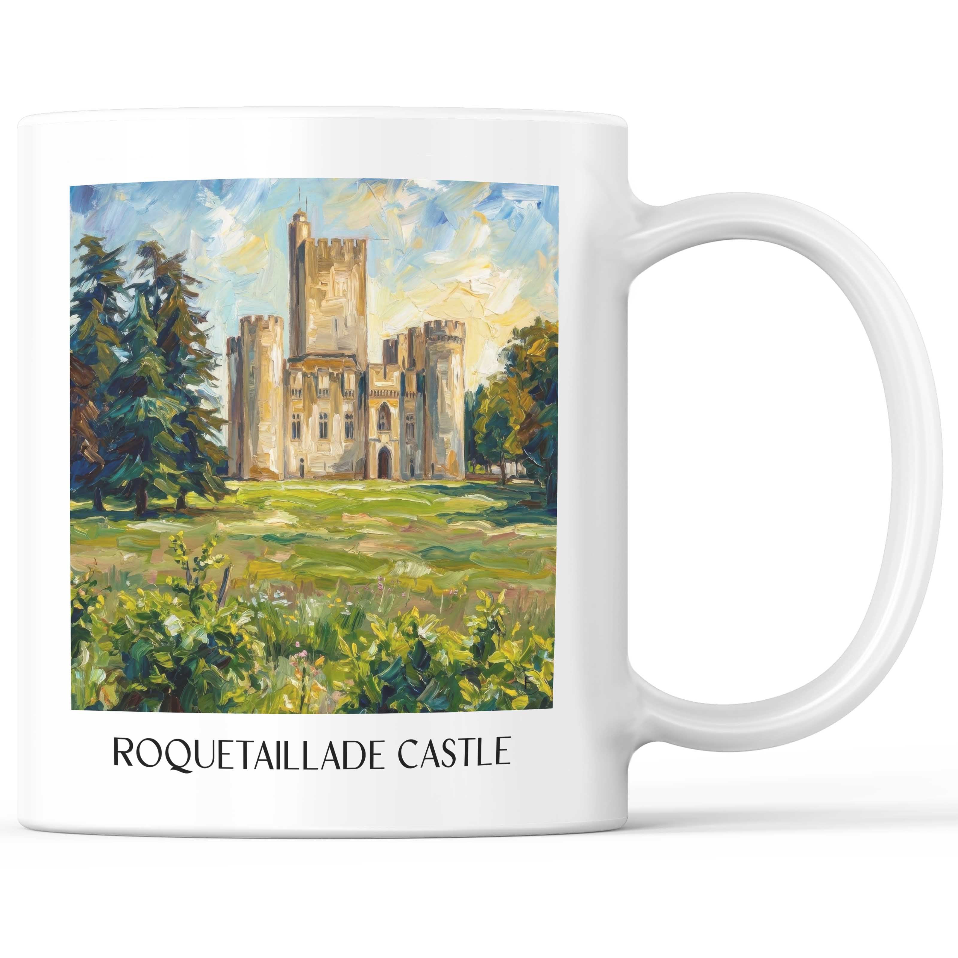 Château de Roquetaillade Kaffeebecher - Entre-deux-Mers - Frankreich Becher - Kaffeetasse im Ölgemälde Stil