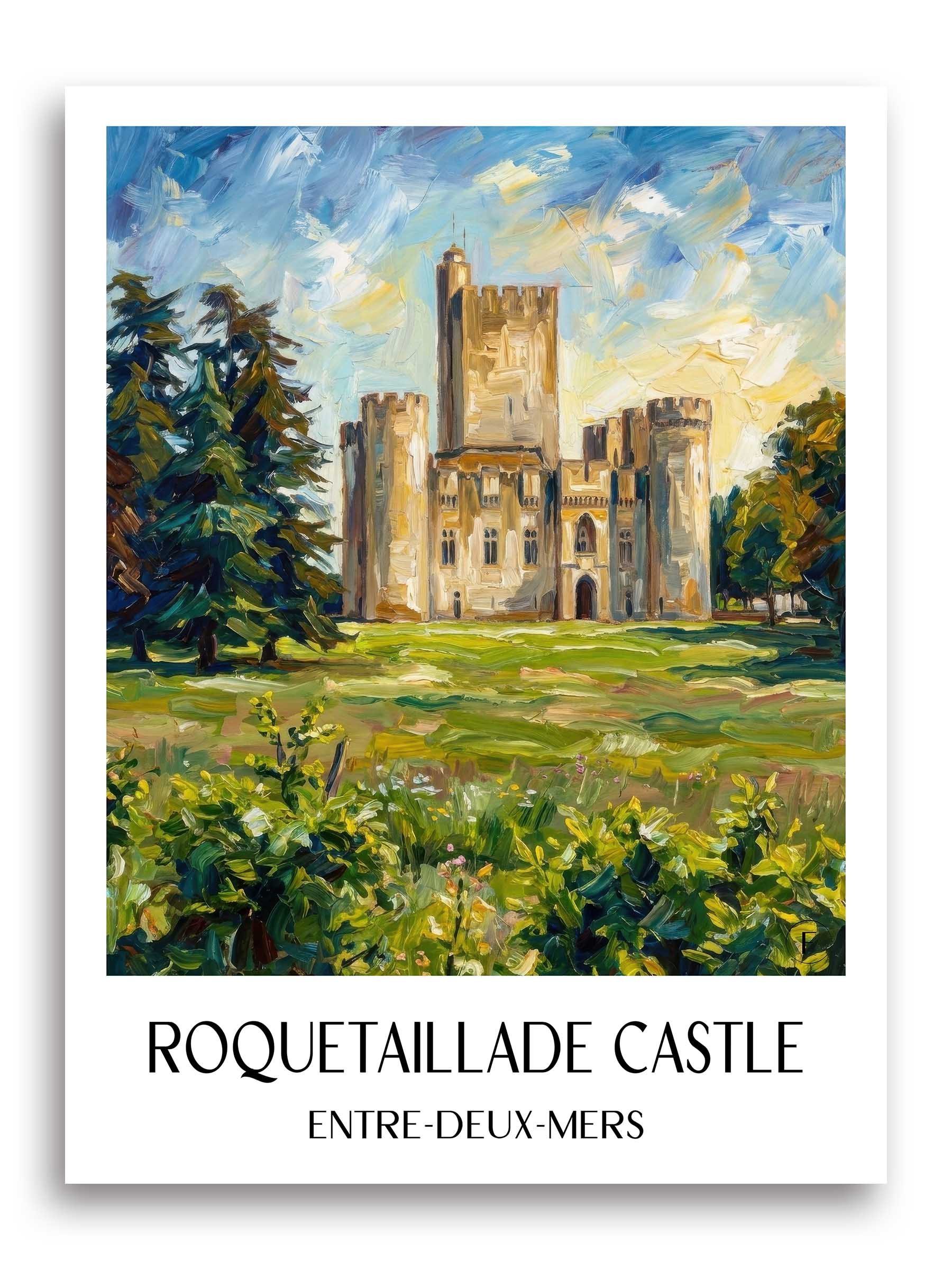 Château de Roquetaillade Poster - Entre-deux-Mers - Frankreich Kunstdruck - Ölgemälde von A4 bis A1